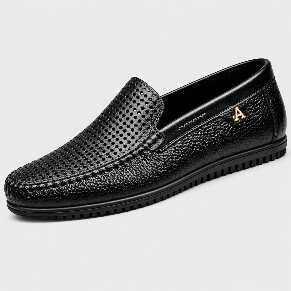 Mens Black Genuine Leather Loafers – Luxury Business Formal Casual Driving Slip-On Shoes