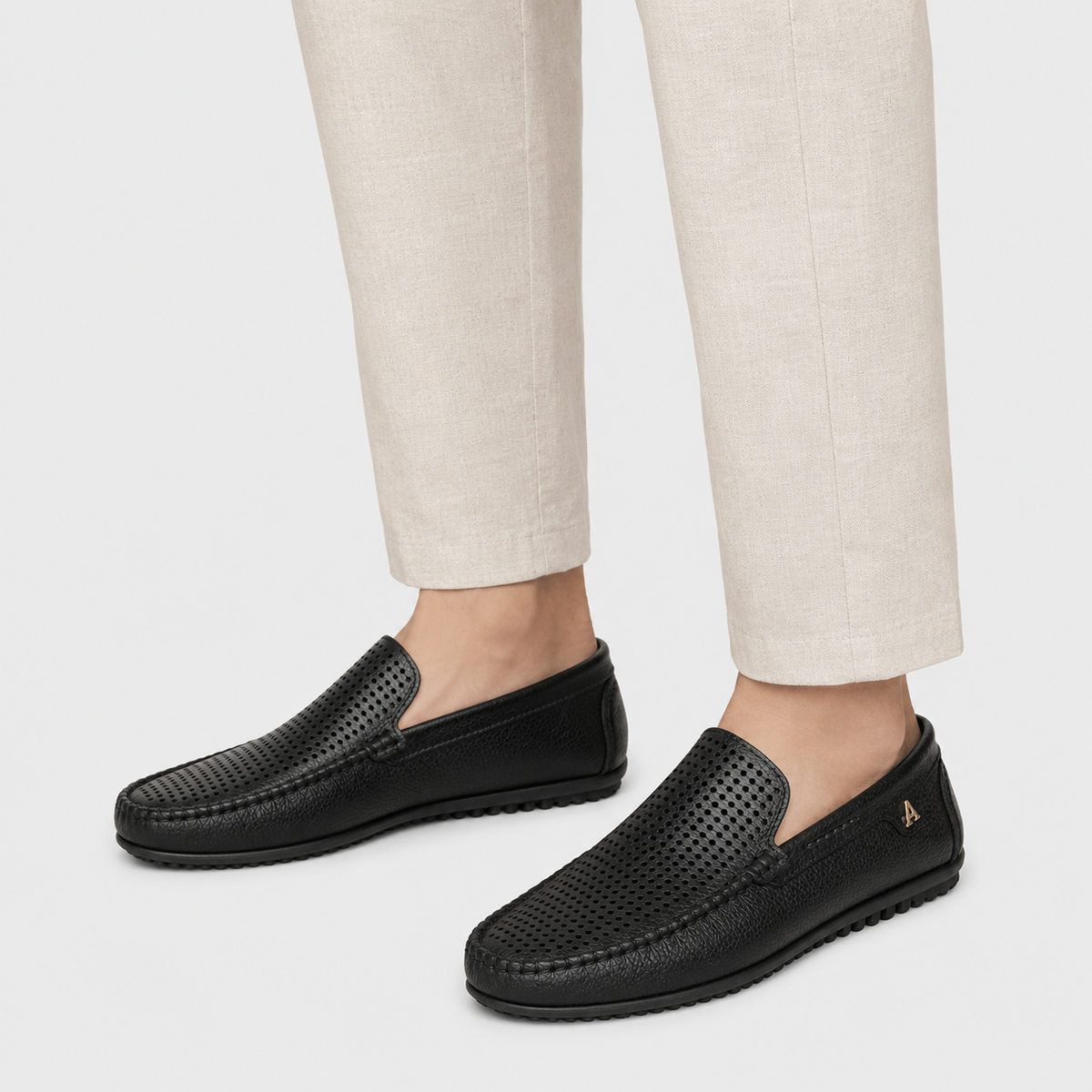 Mens Black Genuine Leather Loafers – Luxury Business Formal Casual Driving Slip-On Shoes