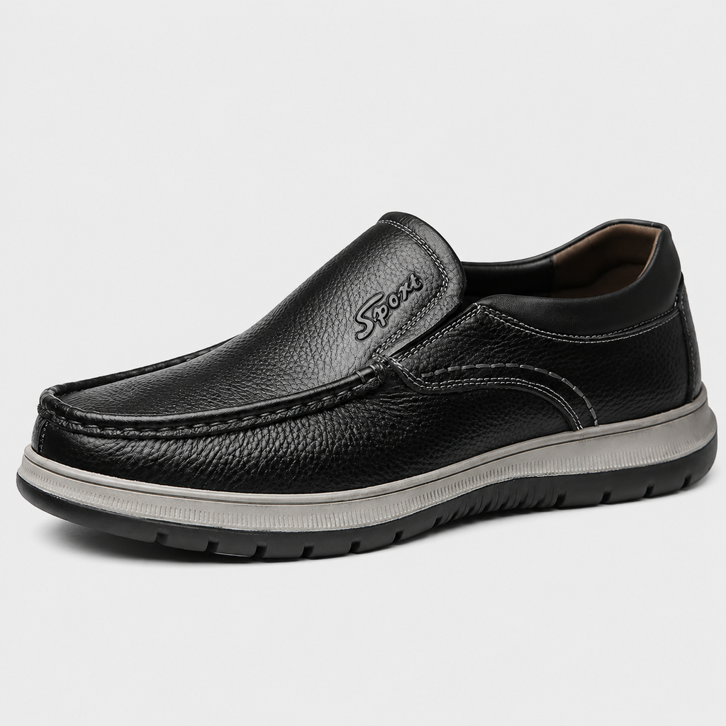 Mens Black Handmade Genuine Leather Loafers – Casual Walking Work Flat Moccasin Shoes