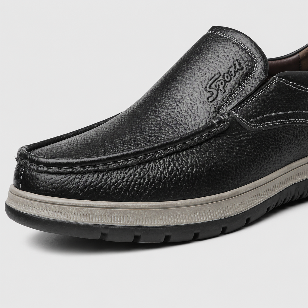 Mens Black Handmade Genuine Leather Loafers – Casual Walking Work Flat Moccasin Shoes