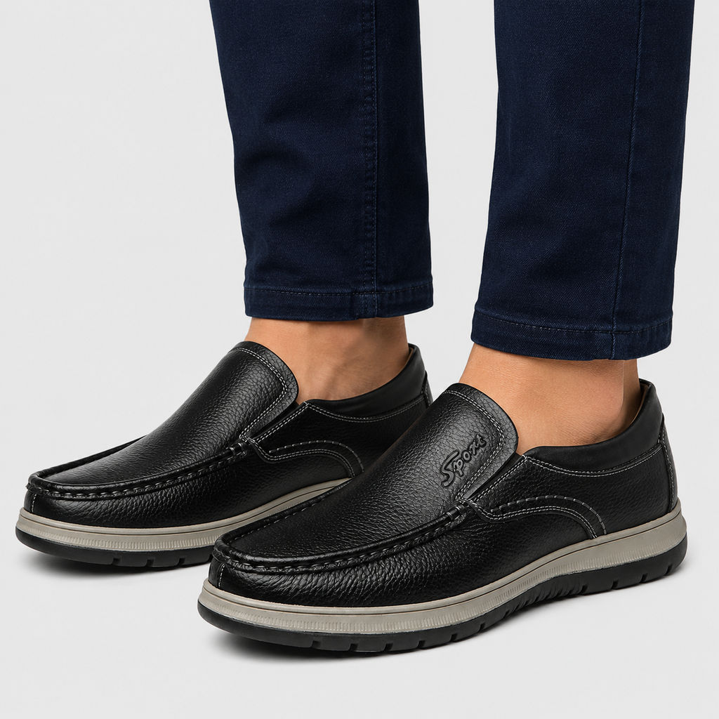 Mens Black Handmade Genuine Leather Loafers – Casual Walking Work Flat Moccasin Shoes
