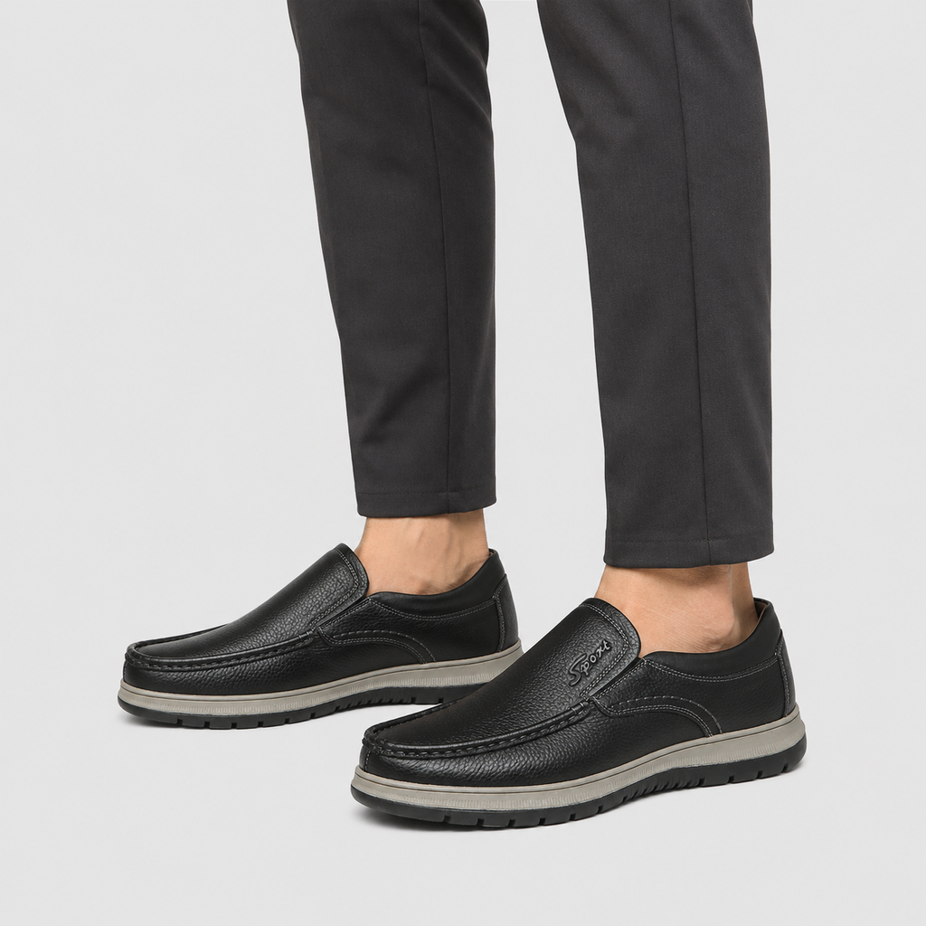 Mens Black Handmade Genuine Leather Loafers – Casual Walking Work Flat Moccasin Shoes