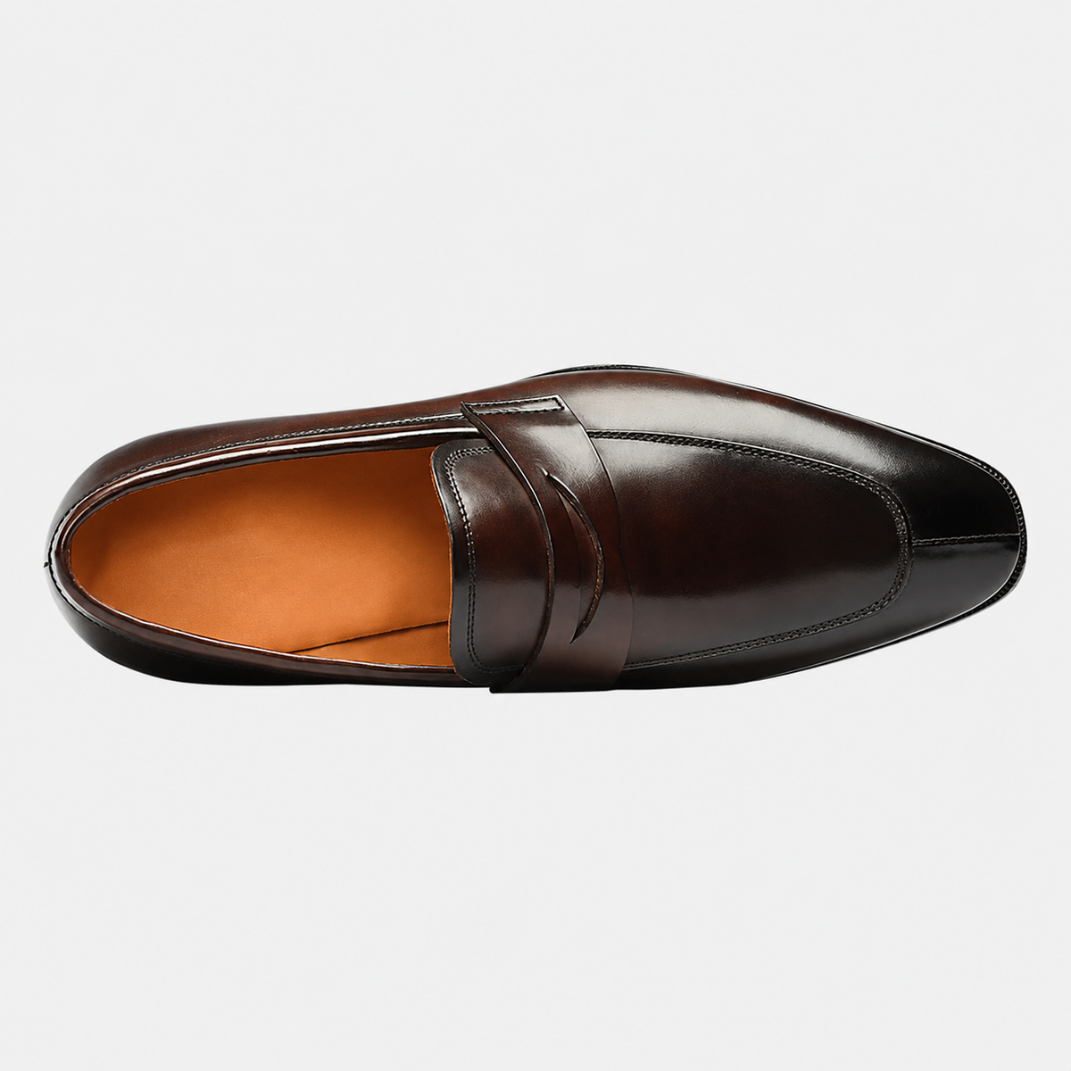 Mens Full Grain Leather Penny Loafers – Brown Elegant Wedding Business Formal Dress Shoes