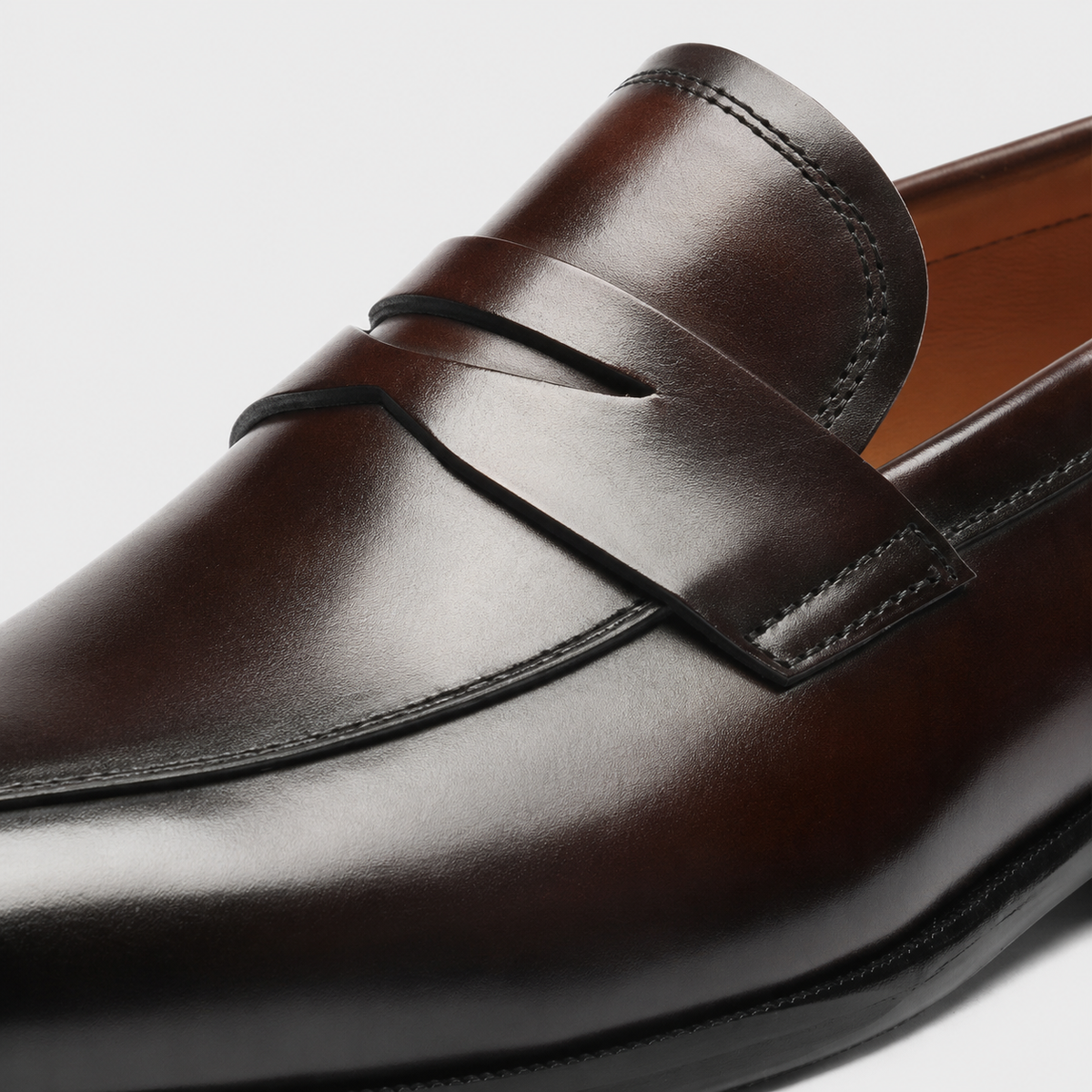 Mens Full Grain Leather Penny Loafers – Brown Elegant Wedding Business Formal Dress Shoes