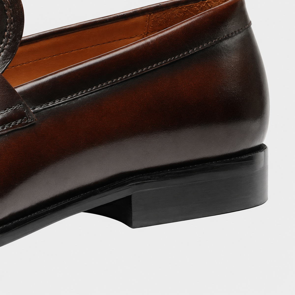 Mens Full Grain Leather Penny Loafers – Brown Elegant Wedding Business Formal Dress Shoes