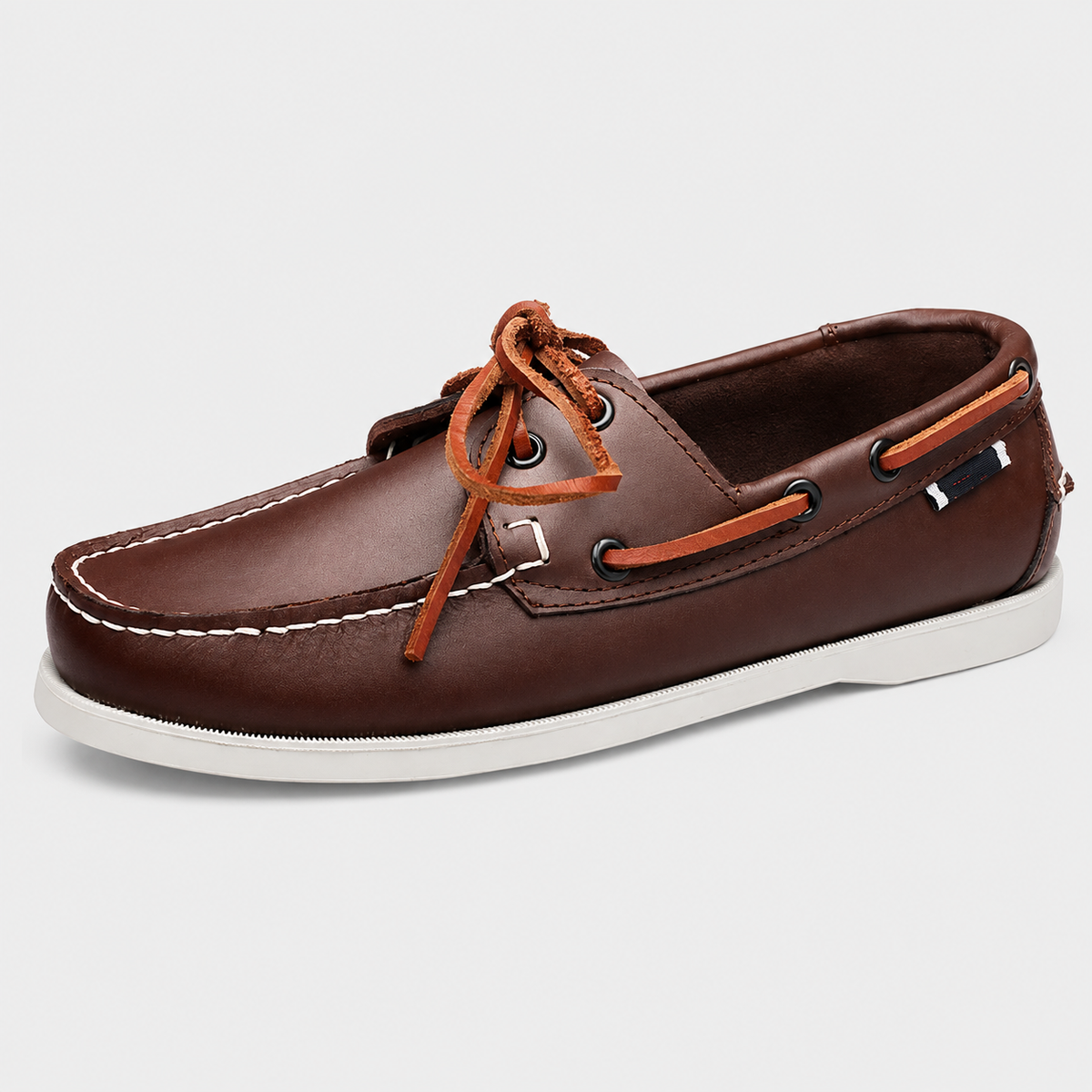 Mens Brown Genuine Leather Boat Loafers – Retro Driving Dockside Classic Flat Shoes