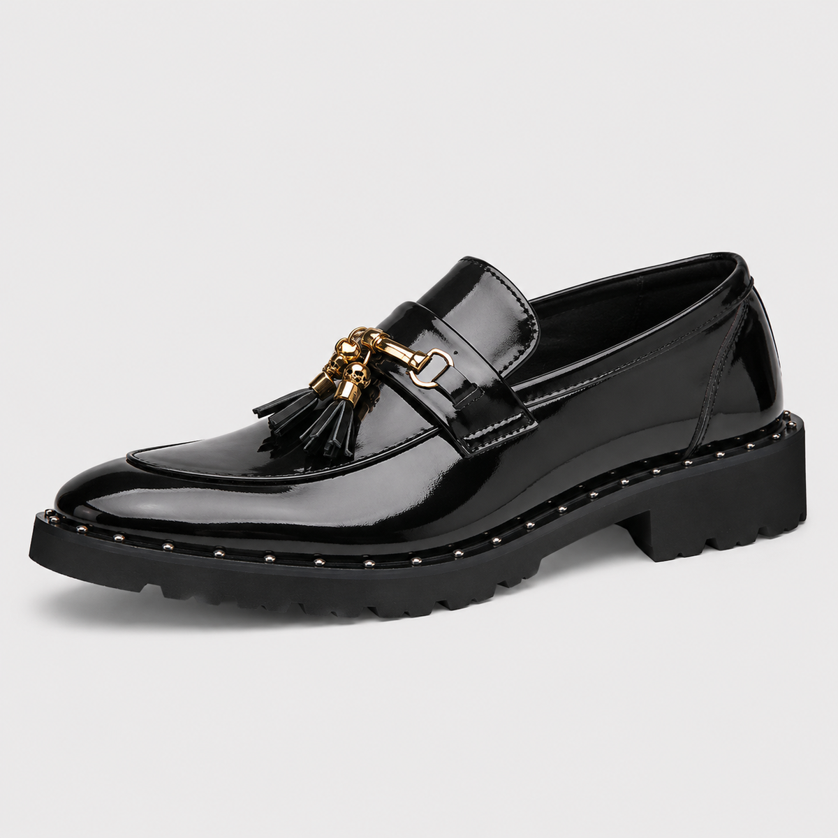 Mens Black Leather Tassel Loafers – Casual Slip-On Moccasin Dress Shoes