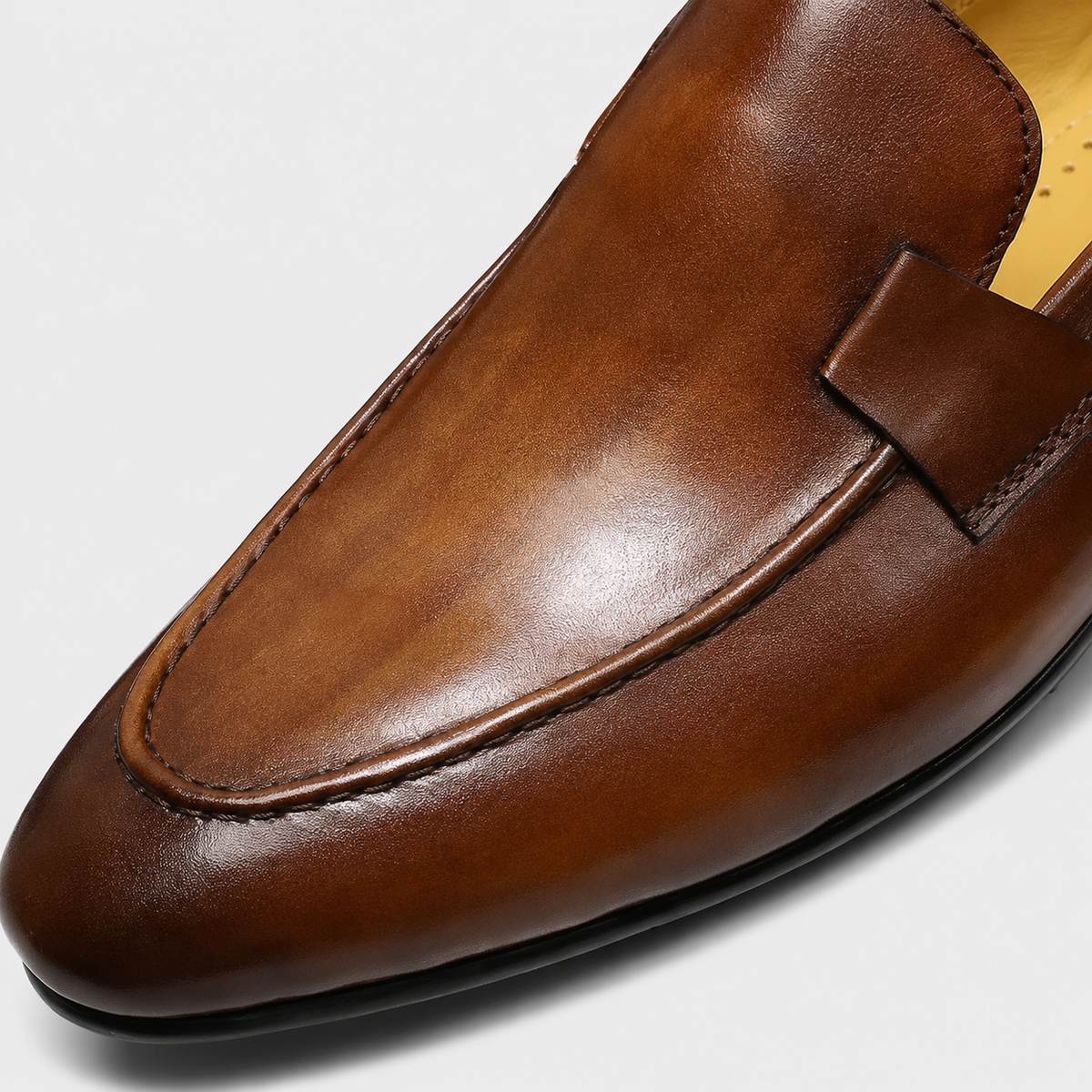Mens Handmade Leather Loafers – Designer Brown Business Casual Dress Shoes