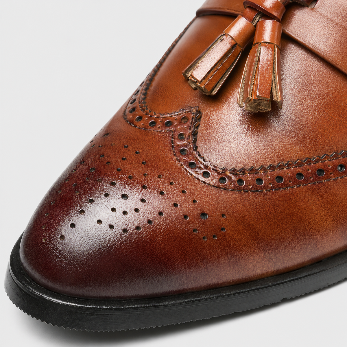 Mens Brown Leather Tassel Brogue Loafers – High Quality Smart Wedding Casual Shoes