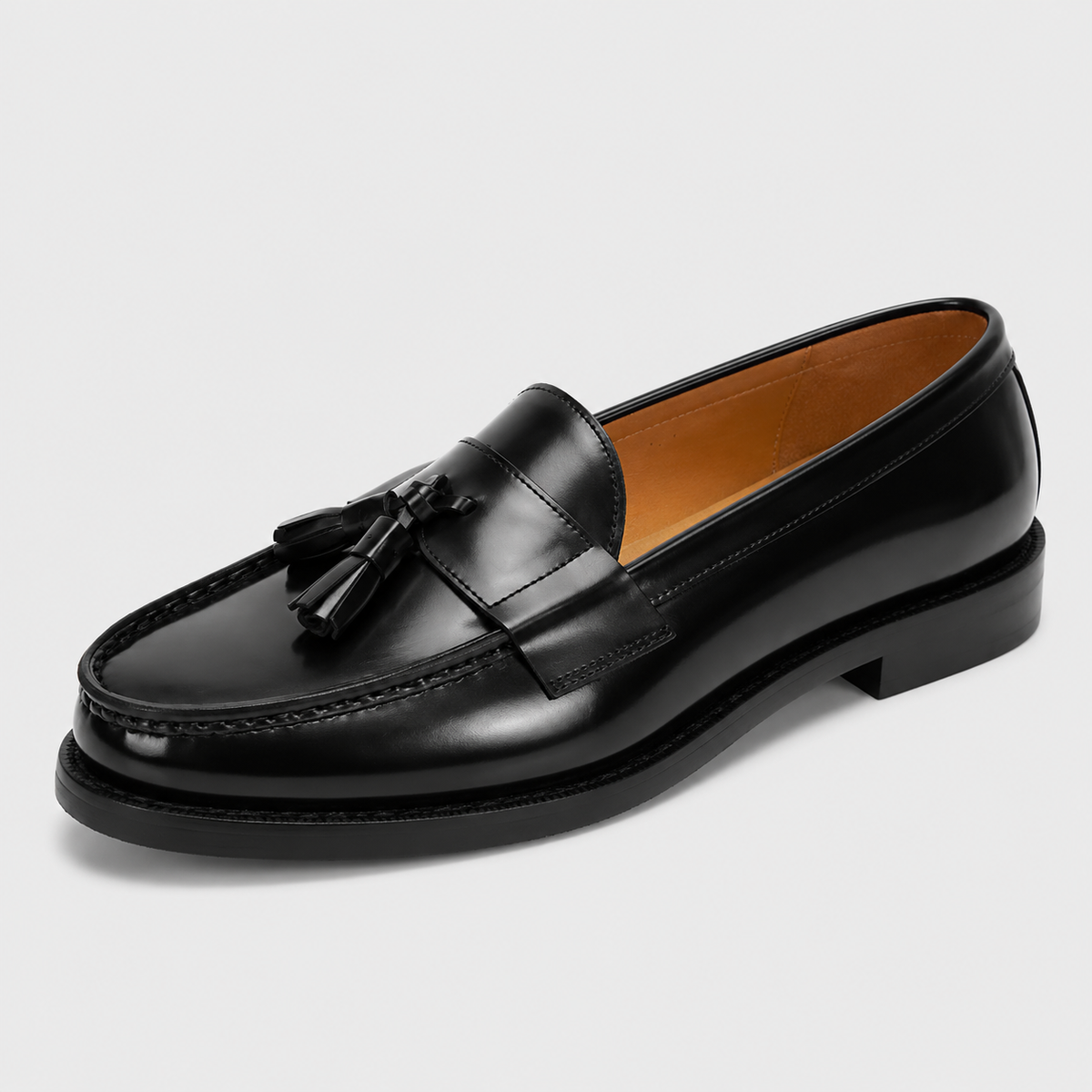 Mens Black Patent Leather Tassel Loafers – Vintage Slip-On Smart Casual Shoes