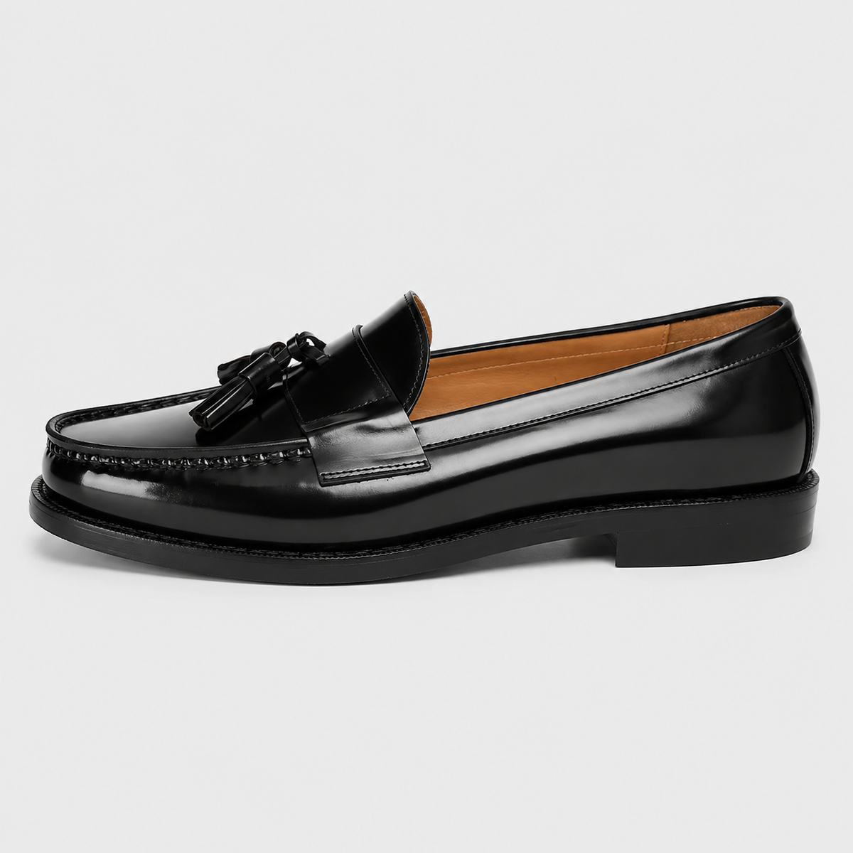 Mens Black Patent Leather Tassel Loafers – Vintage Slip-On Smart Casual Shoes