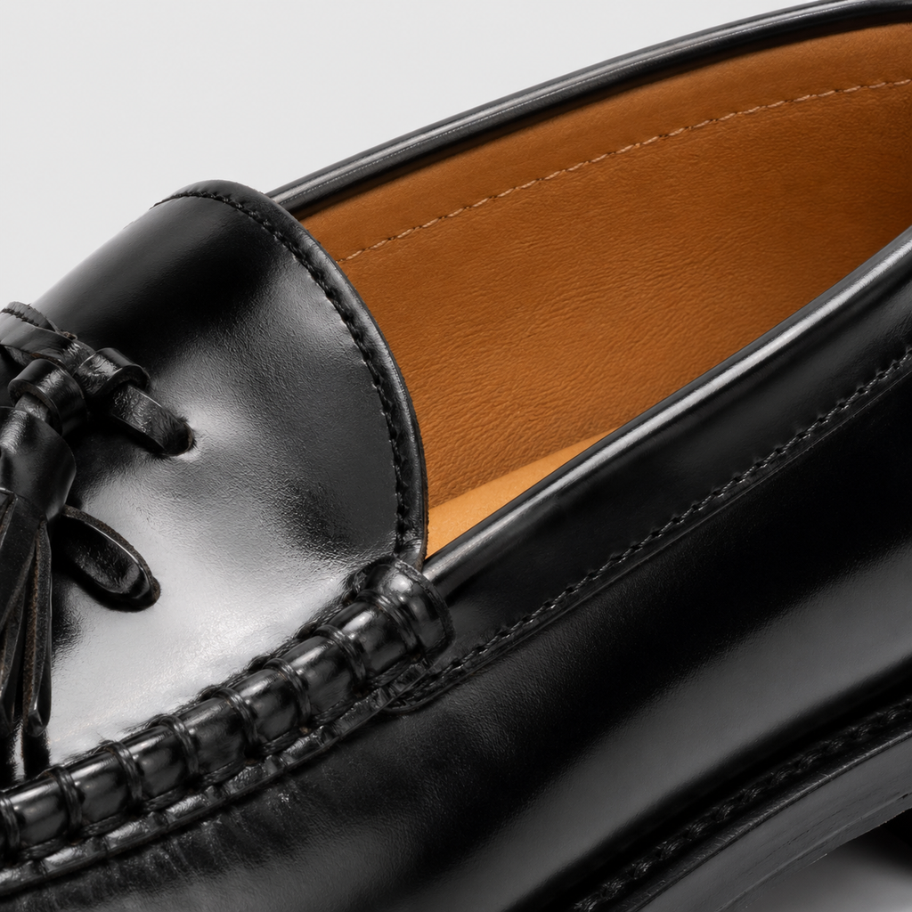 Mens Black Patent Leather Tassel Loafers – Vintage Slip-On Smart Casual Shoes