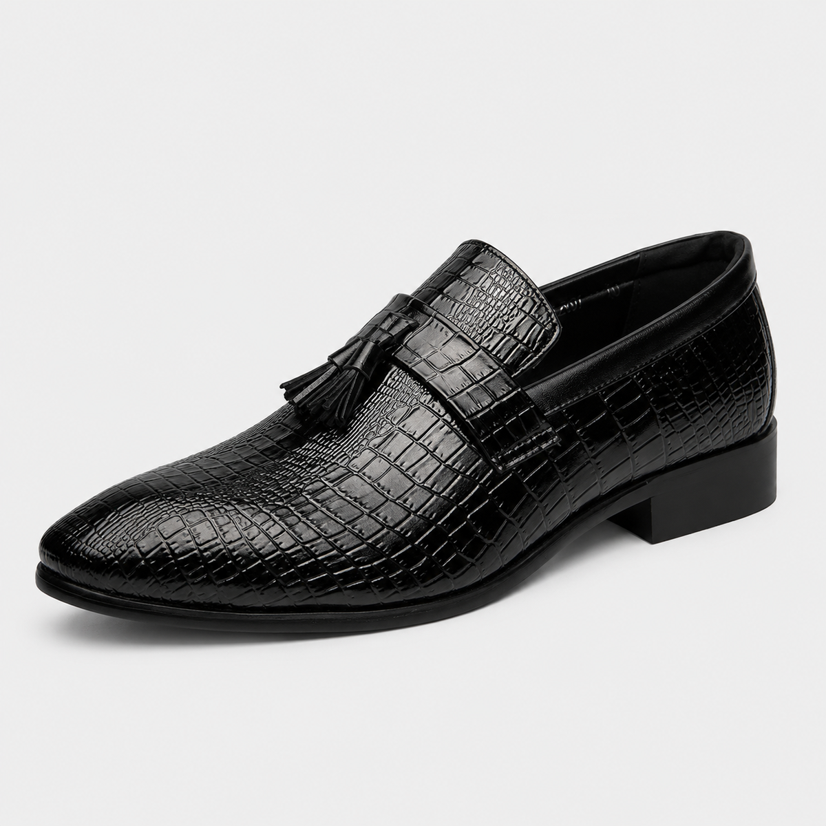 Mens Black Genuine Leather Tassel Loafers – Soft Casual Outdoor Driving Flat Shoes