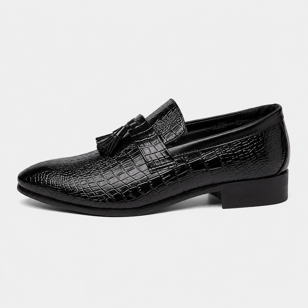 Mens Black Genuine Leather Tassel Loafers – Soft Casual Outdoor Driving Flat Shoes