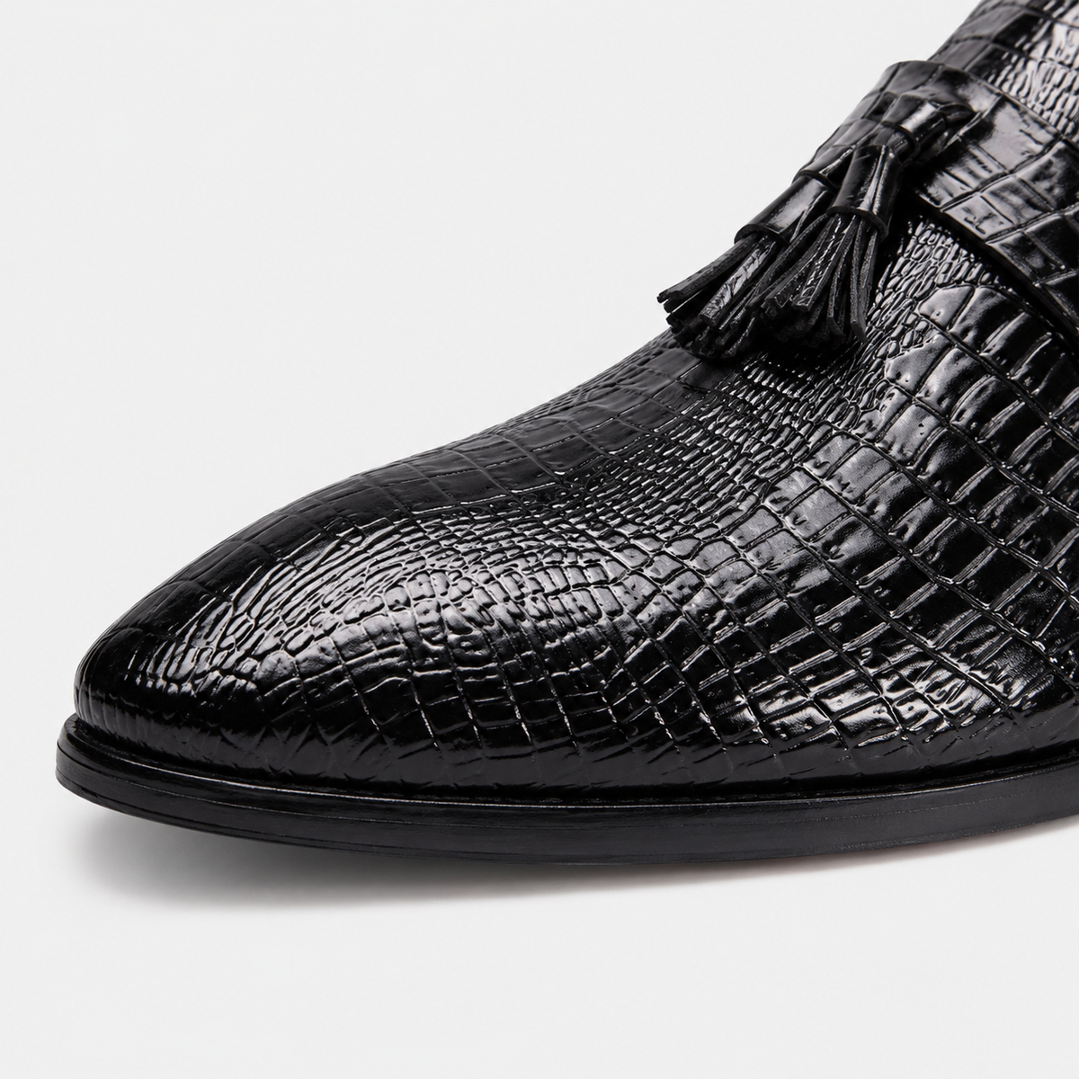 Mens Black Genuine Leather Tassel Loafers – Soft Casual Outdoor Driving Flat Shoes