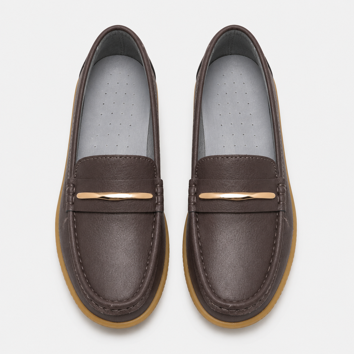 Womens Brown Genuine Leather Loafers – Black Comfortable Slip-On Flat Shoes for Spring & Autumn