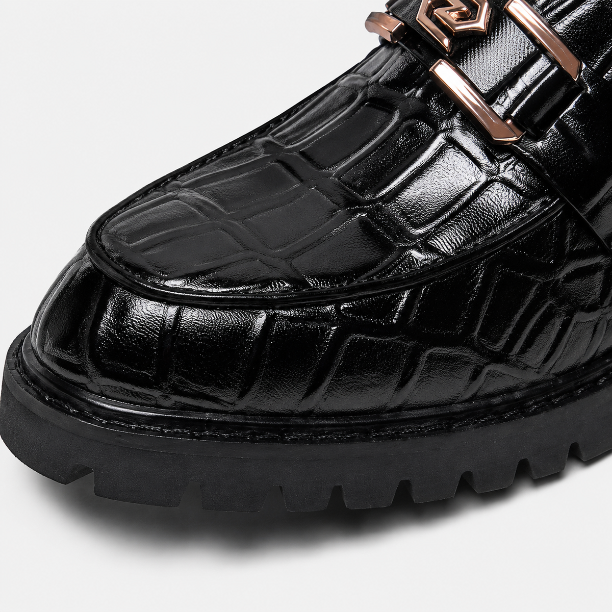 Men's Patent Leather Platform Loafers – Black Thick Sole Formal Business Wedding Shoes