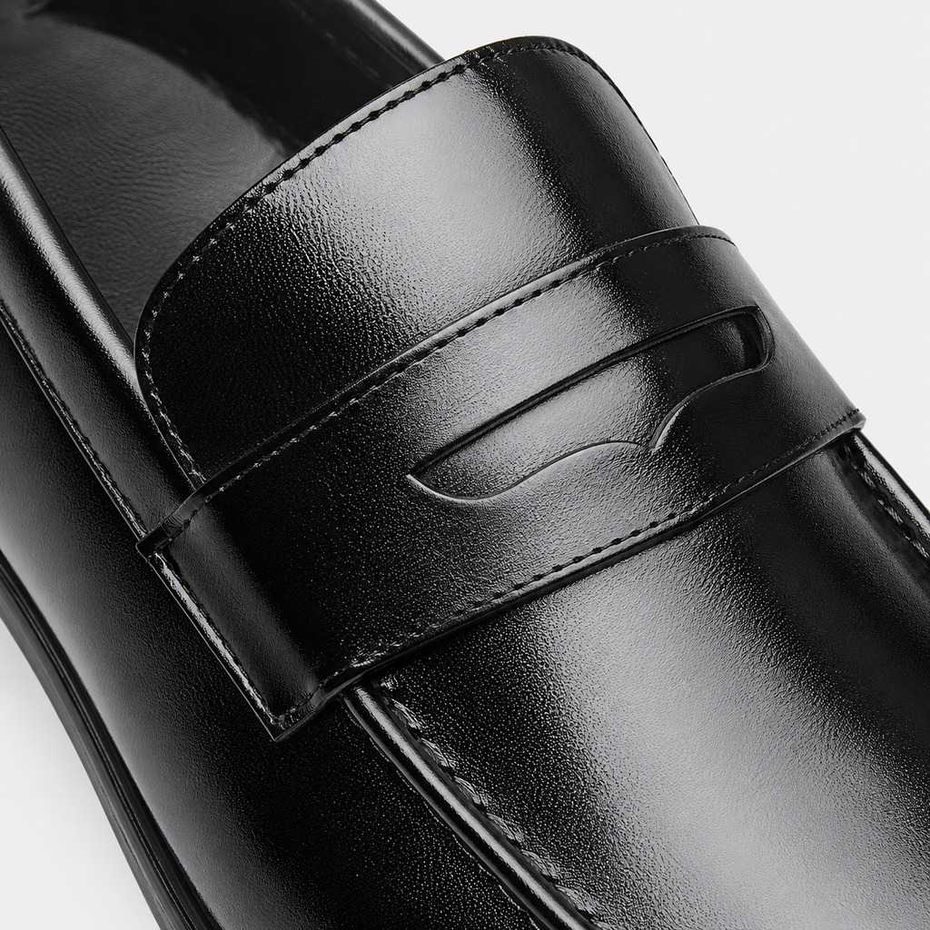 Men's Leather Dress Loafers – Black Classic Business Casual Formal Party Shoes