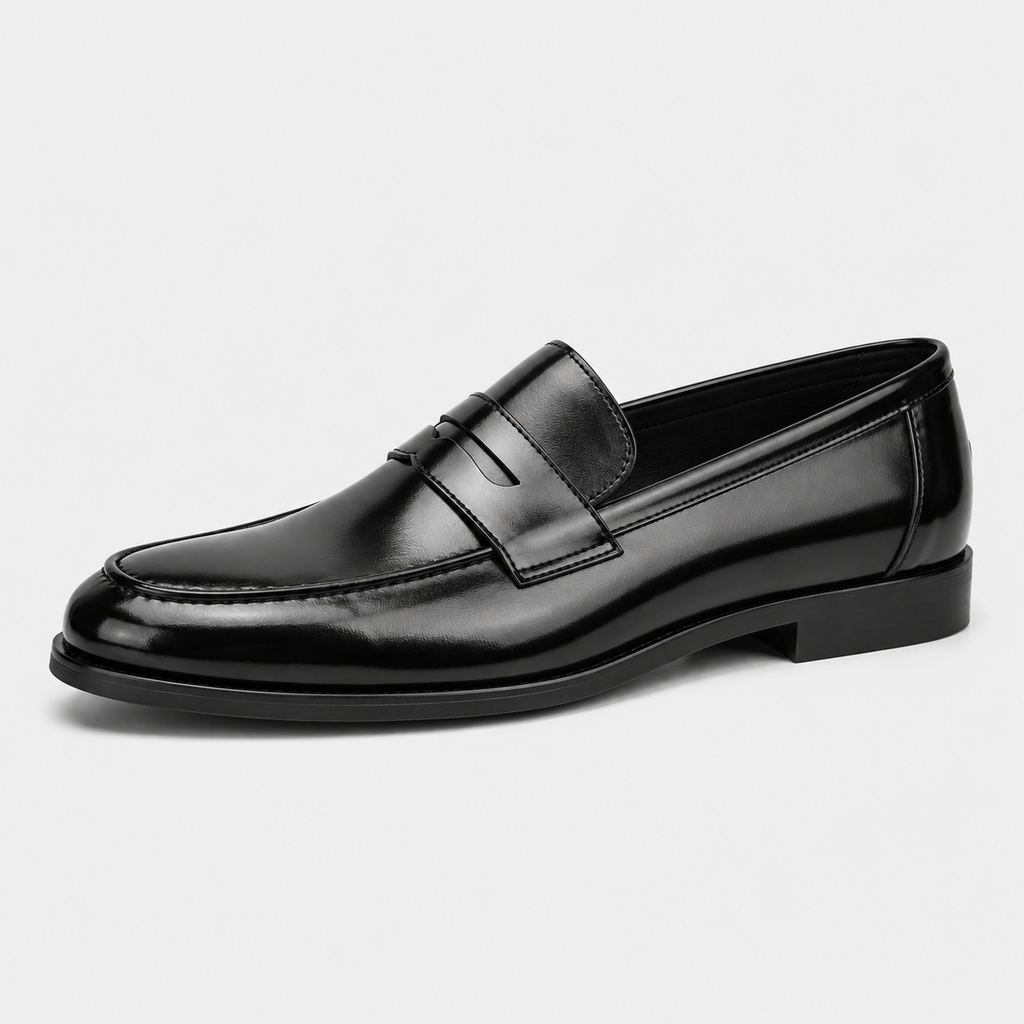 Men's Leather Dress Loafers – Black Classic Business Casual Formal Party Shoes
