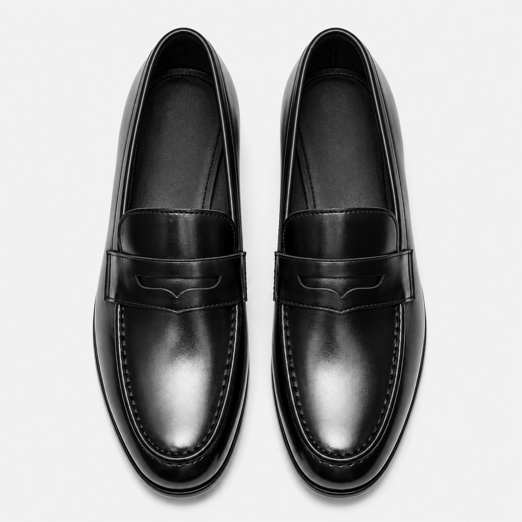 Men's Leather Dress Loafers – Black Classic Business Casual Formal Party Shoes