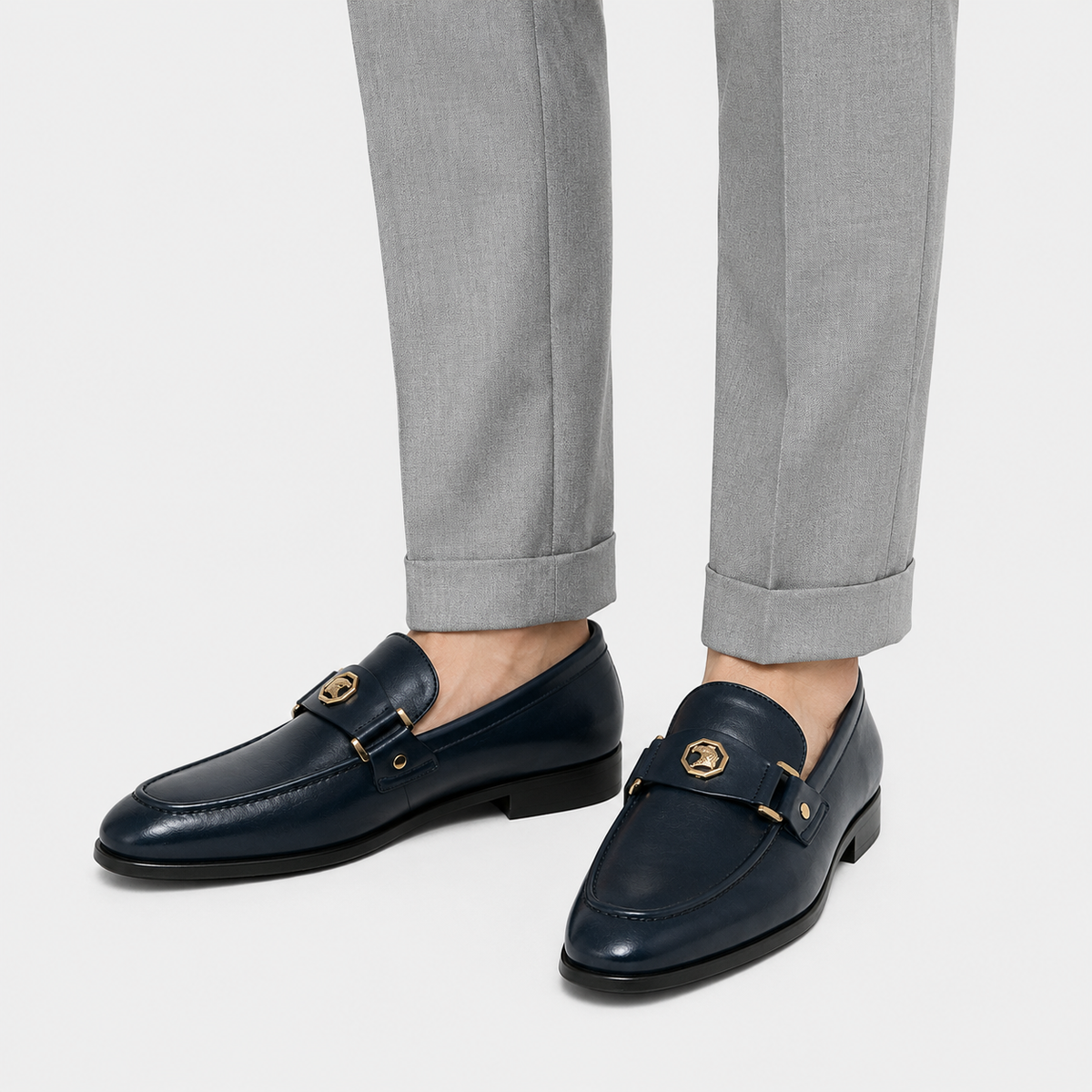 Men's Leather Loafers – Blue Casual Office Driving Slip-On Shoes