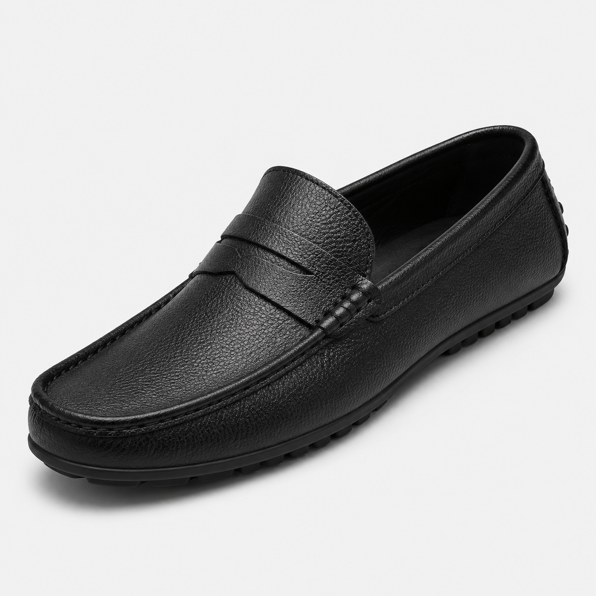 Men's Genuine Leather Loafers – Black Luxury Formal Dress Slip-On Shoes