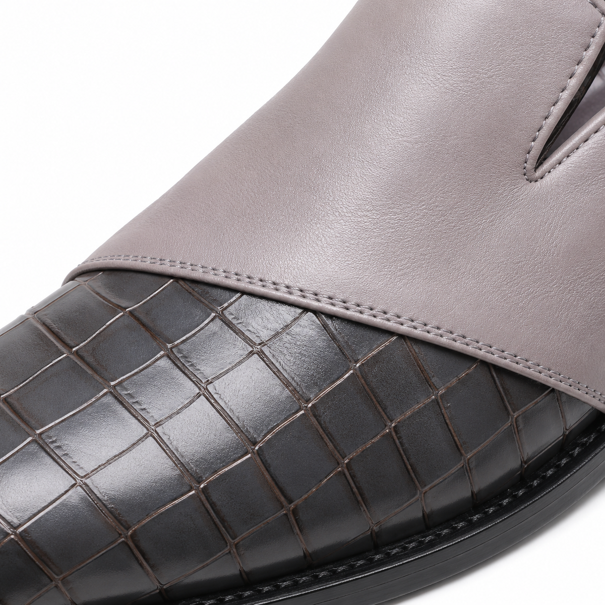 Mens Grey Breathable Business Loafers – British Style Soft Sole Casual Slip-On