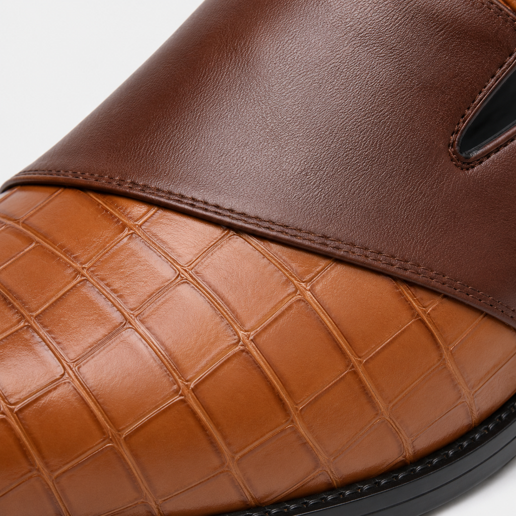 Mens Brown Breathable Leather Loafers – Classic Casual Dress Slip-On Shoes