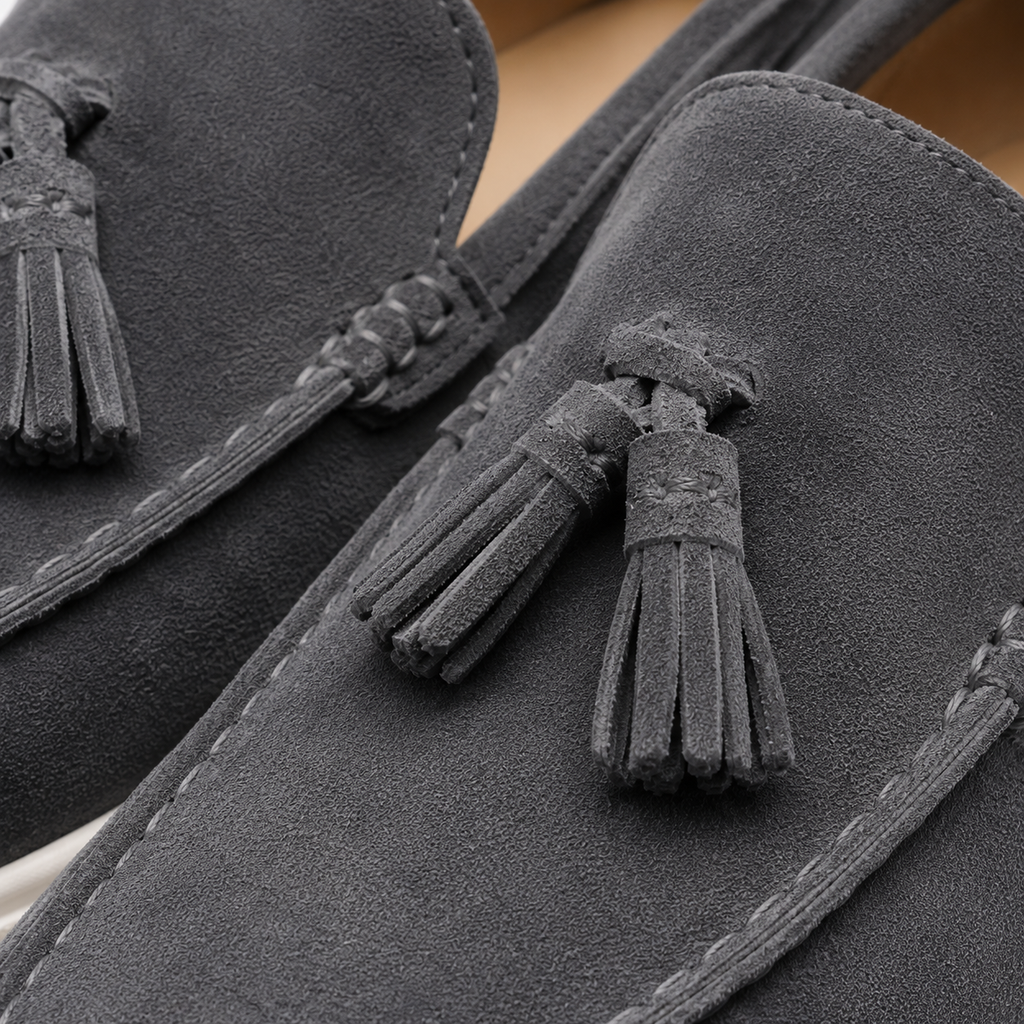 Mens Suede Tassel Loafers – British Style Slip-On Business Casual Driving Shoes