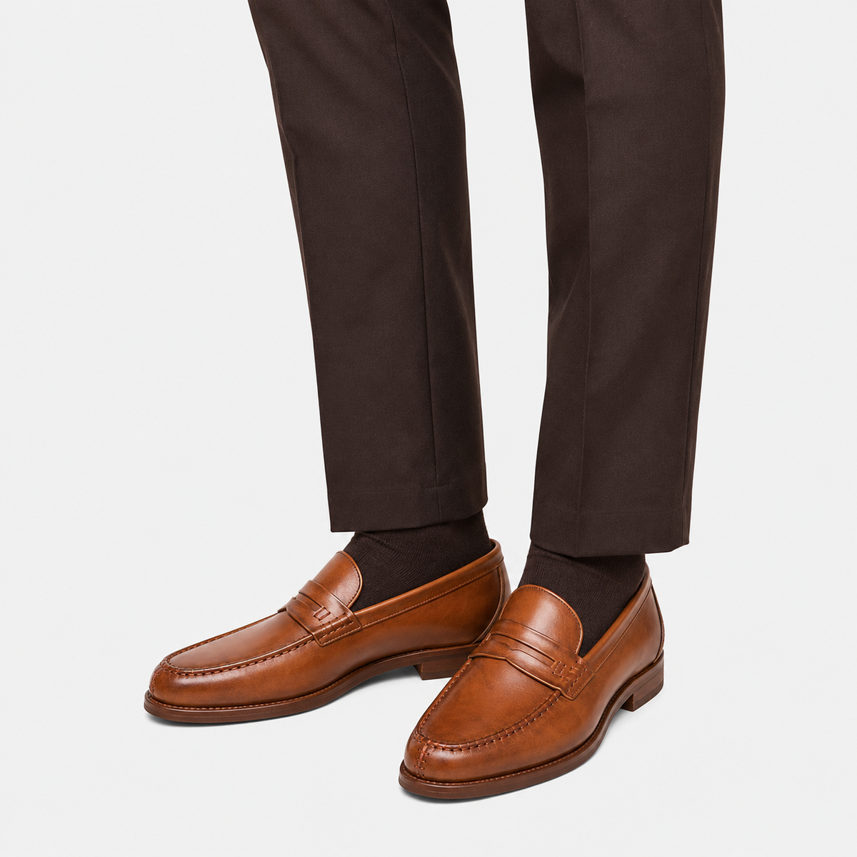 Mens Brown Leather Oxford Loafers – Brand Business Dress Soft Flat Casual Shoes
