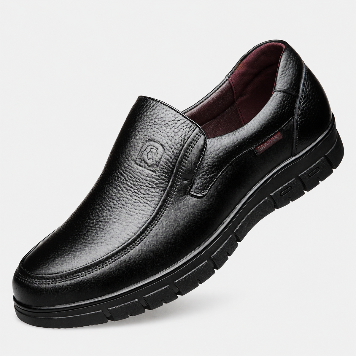 Mens Black Soft Sole Leather Loafers – Lightweight Casual Flat Outdoor Walking Shoes