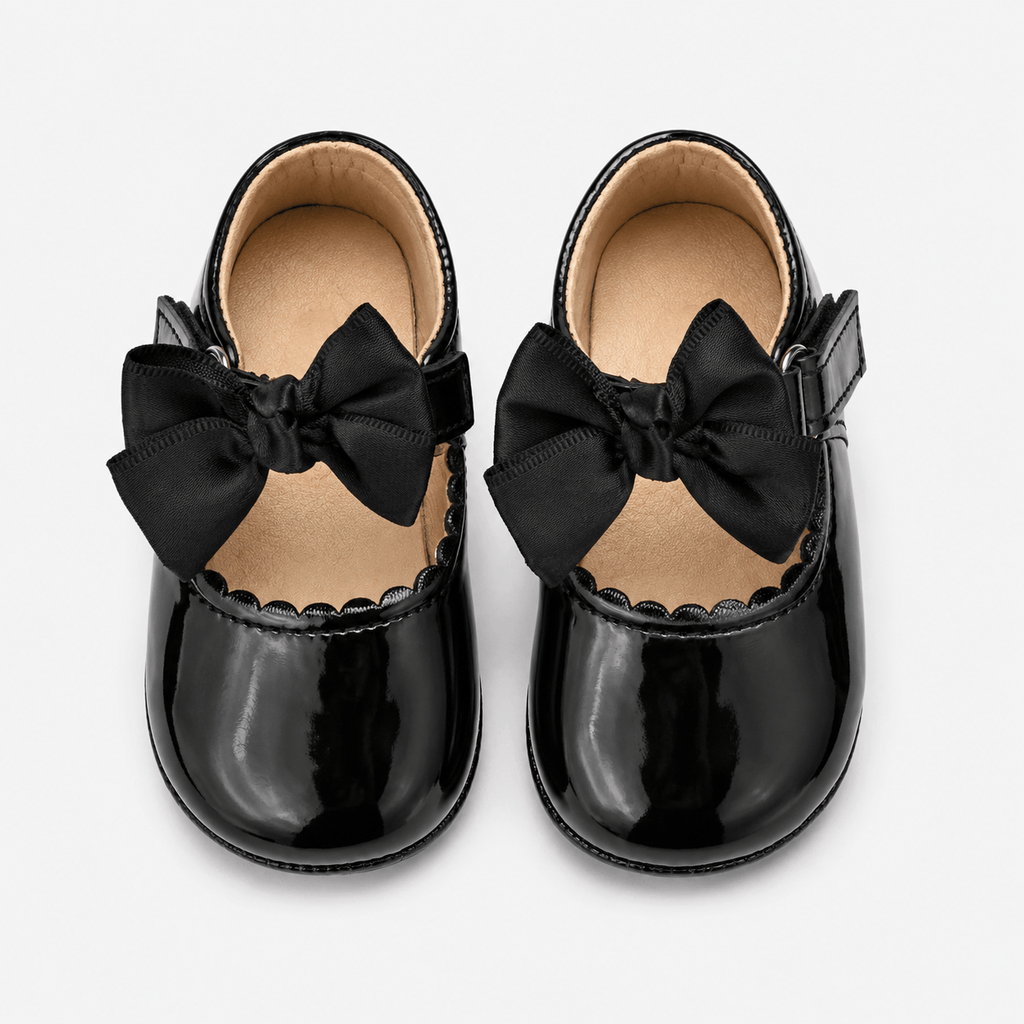 Ma boutique Baby Girls Black Patent Leather Princess Shoes – Buckle Anti-Slip Rubber Sole Toddler Shoes
