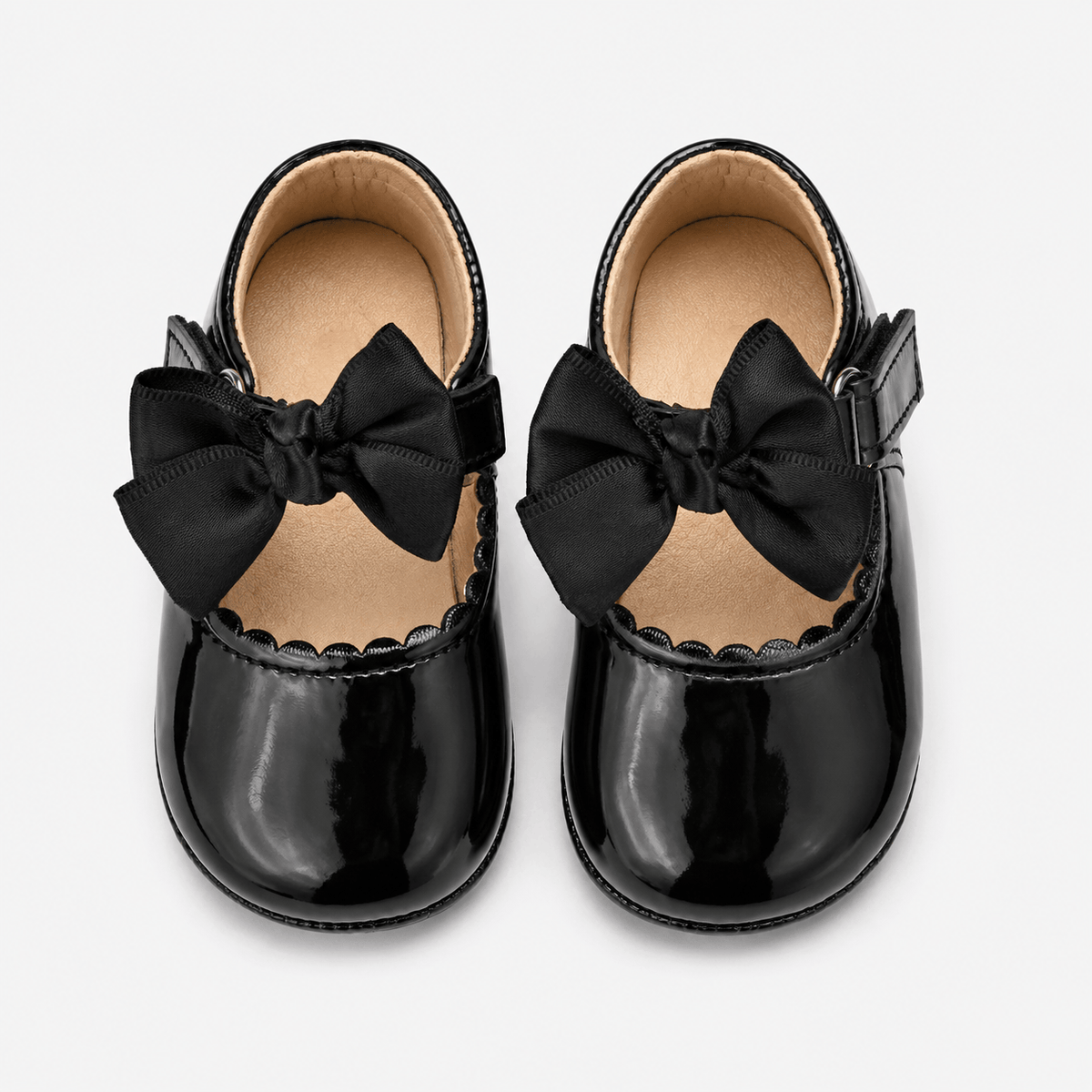 Ma boutique Baby Girls Black Patent Leather Princess Shoes – Buckle Anti-Slip Rubber Sole Toddler Shoes