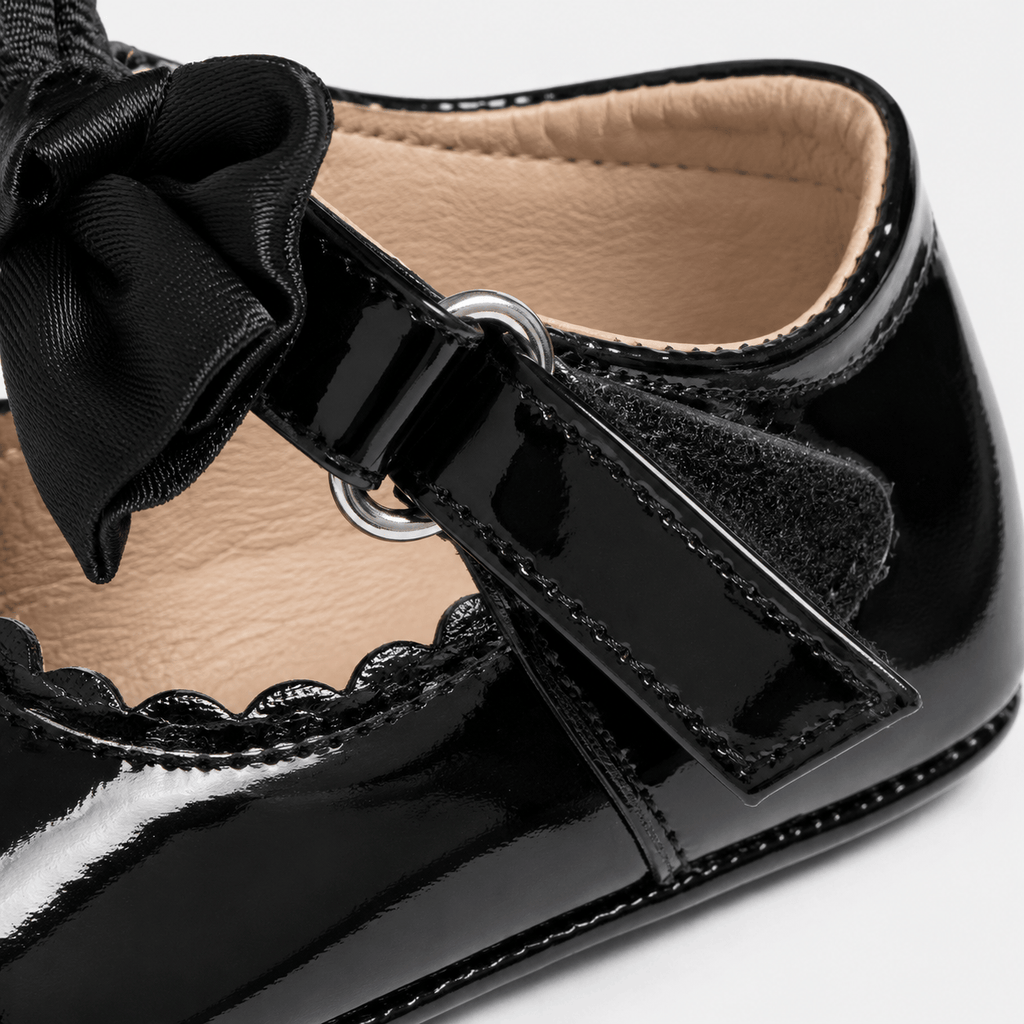 Ma boutique Baby Girls Black Patent Leather Princess Shoes – Buckle Anti-Slip Rubber Sole Toddler Shoes