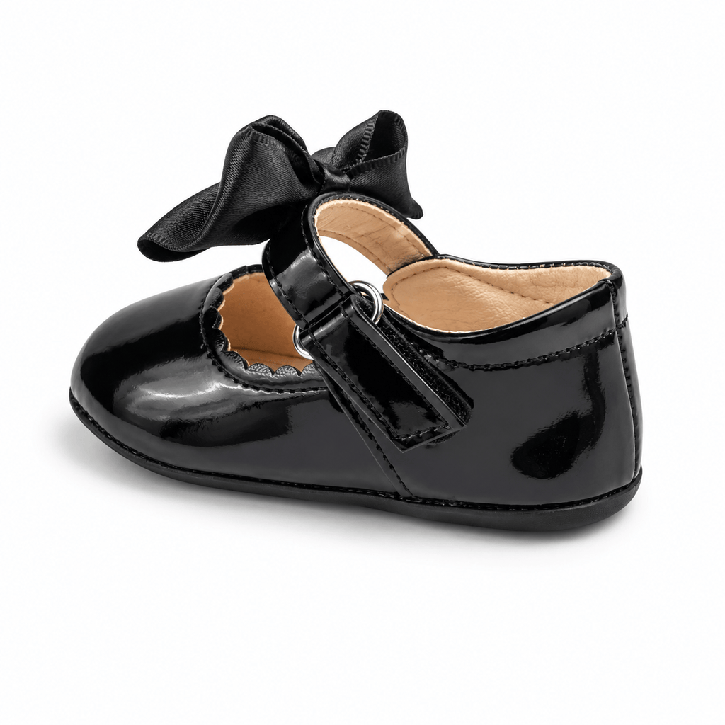 Ma boutique Baby Girls Black Patent Leather Princess Shoes – Buckle Anti-Slip Rubber Sole Toddler Shoes