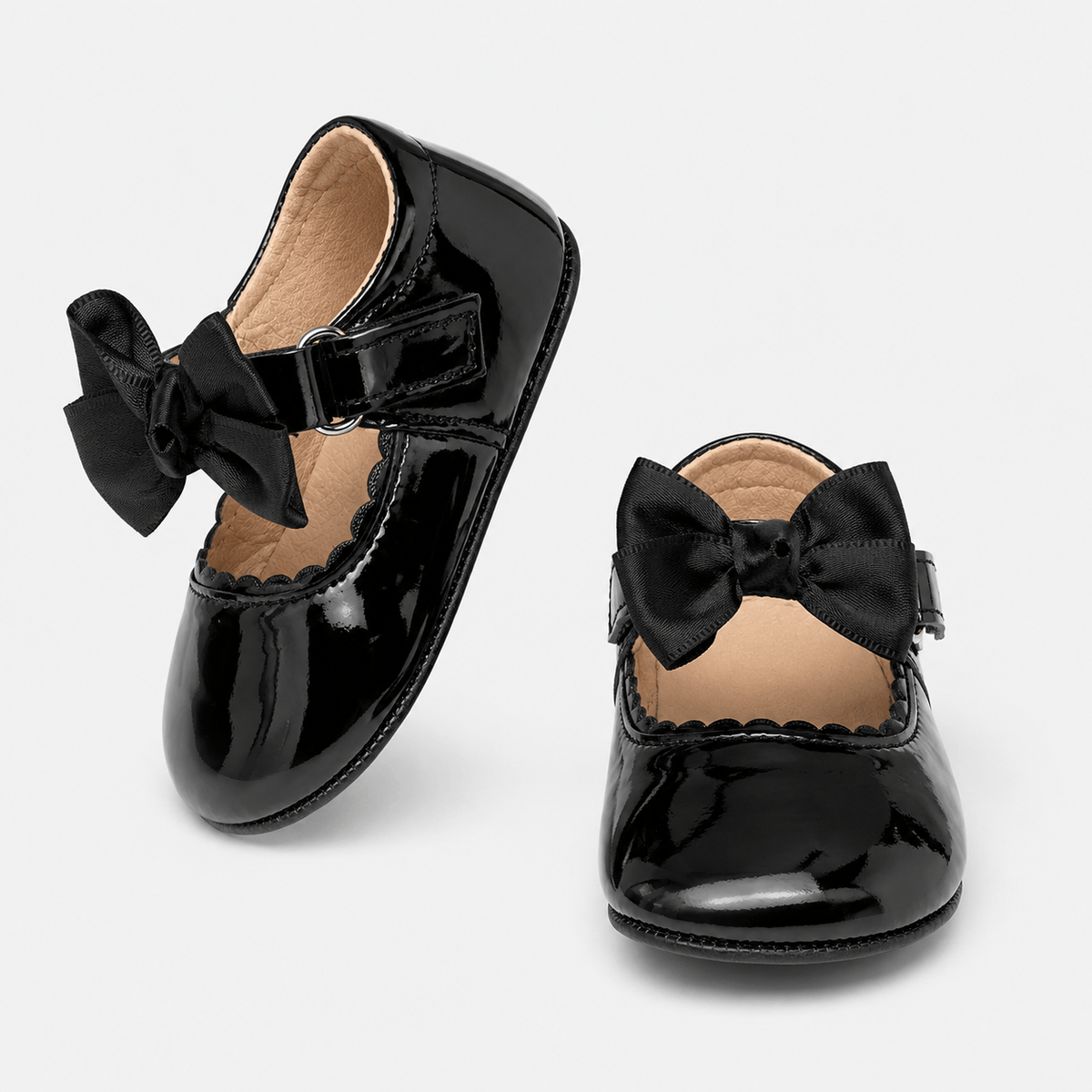 Ma boutique Baby Girls Black Patent Leather Princess Shoes – Buckle Anti-Slip Rubber Sole Toddler Shoes