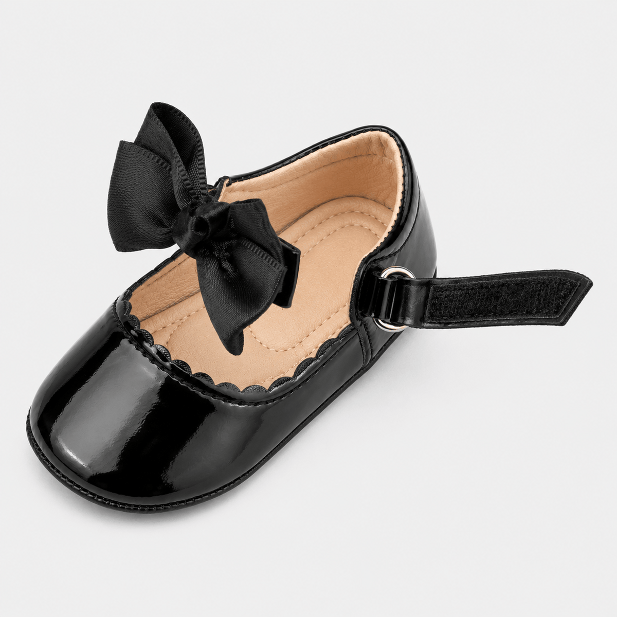 Ma boutique Baby Girls Black Patent Leather Princess Shoes – Buckle Anti-Slip Rubber Sole Toddler Shoes