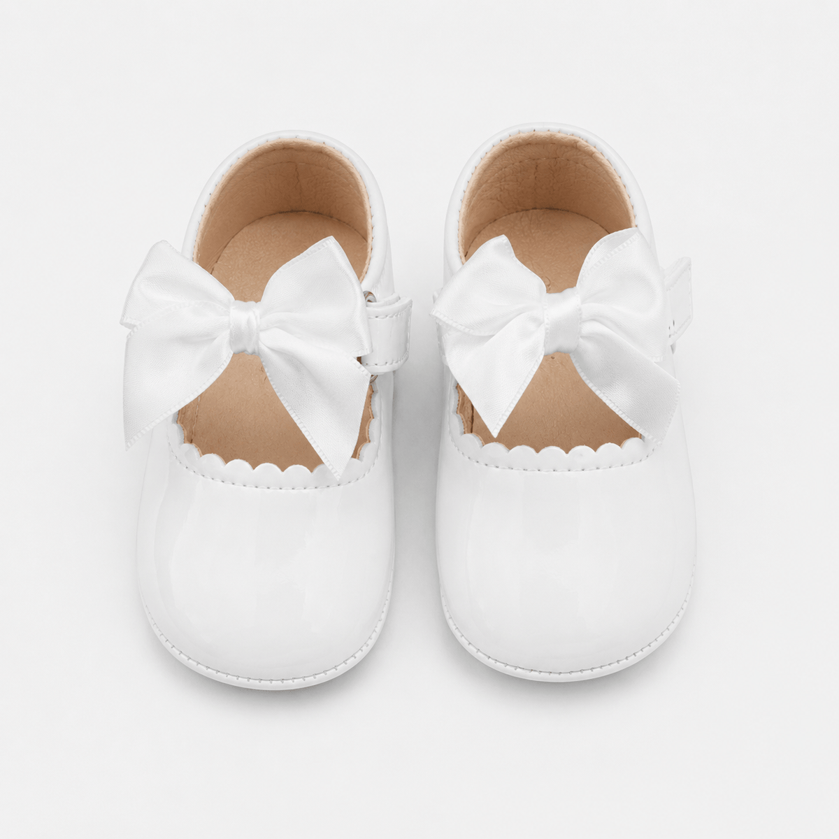 Ma boutique Baby Girls White Patent Leather Princess Shoes – Buckle Anti-Slip Rubber Sole Toddler Shoes