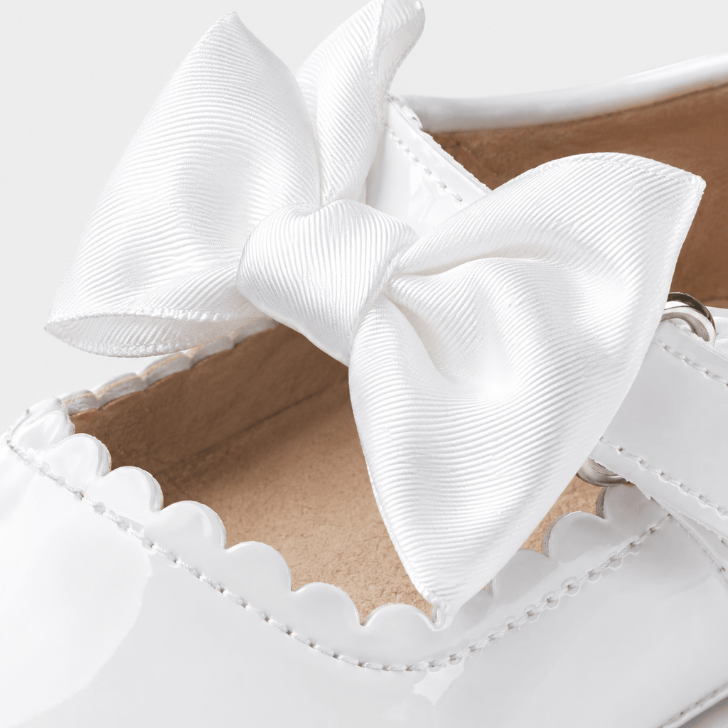 Ma boutique Baby Girls White Patent Leather Princess Shoes – Buckle Anti-Slip Rubber Sole Toddler Shoes