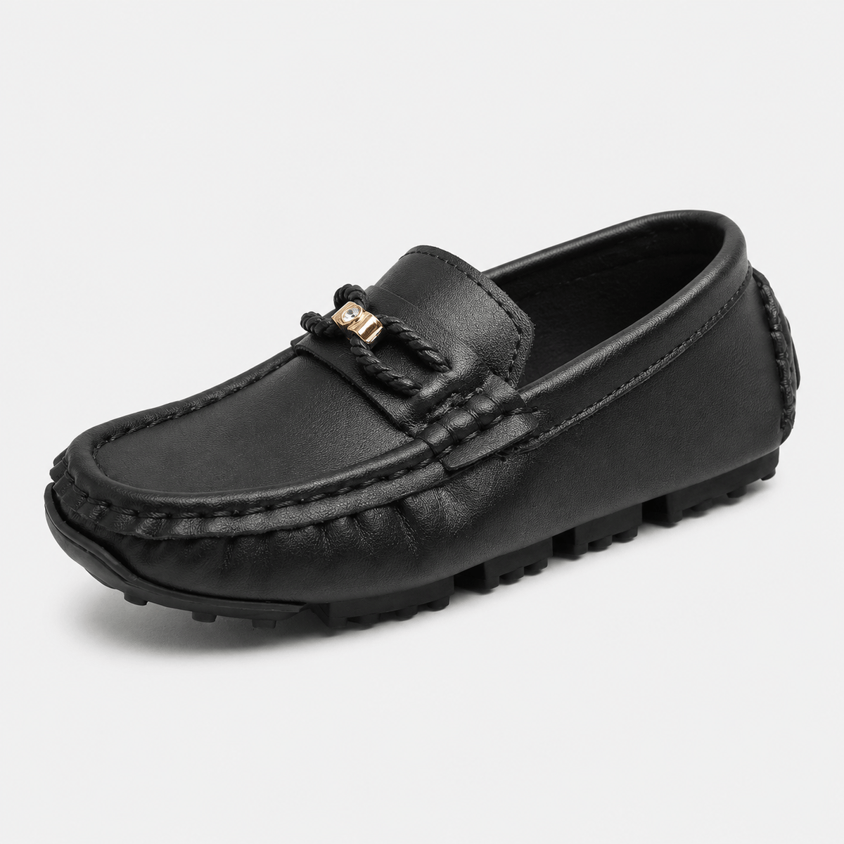 Ma boutique Boys Slip-On Loafers – Soft Sole Classic Buckle Casual Kids Flat Shoes