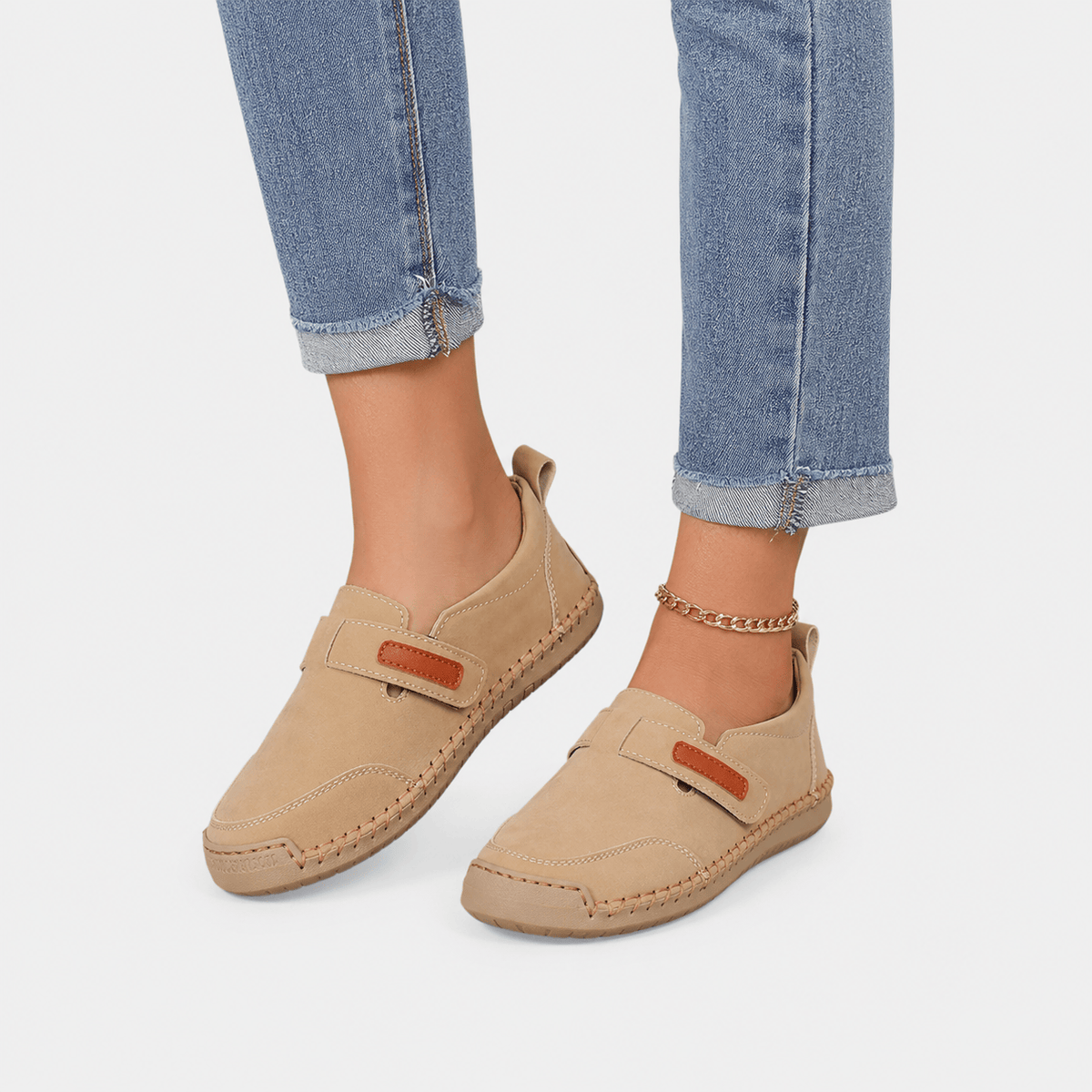 Ma boutique Handmade Beige Leather Women Shoes Casual Comfortable Slip on Loafers Women Leather Shoes Moccasins Walking Shoes Summer Direct Sales