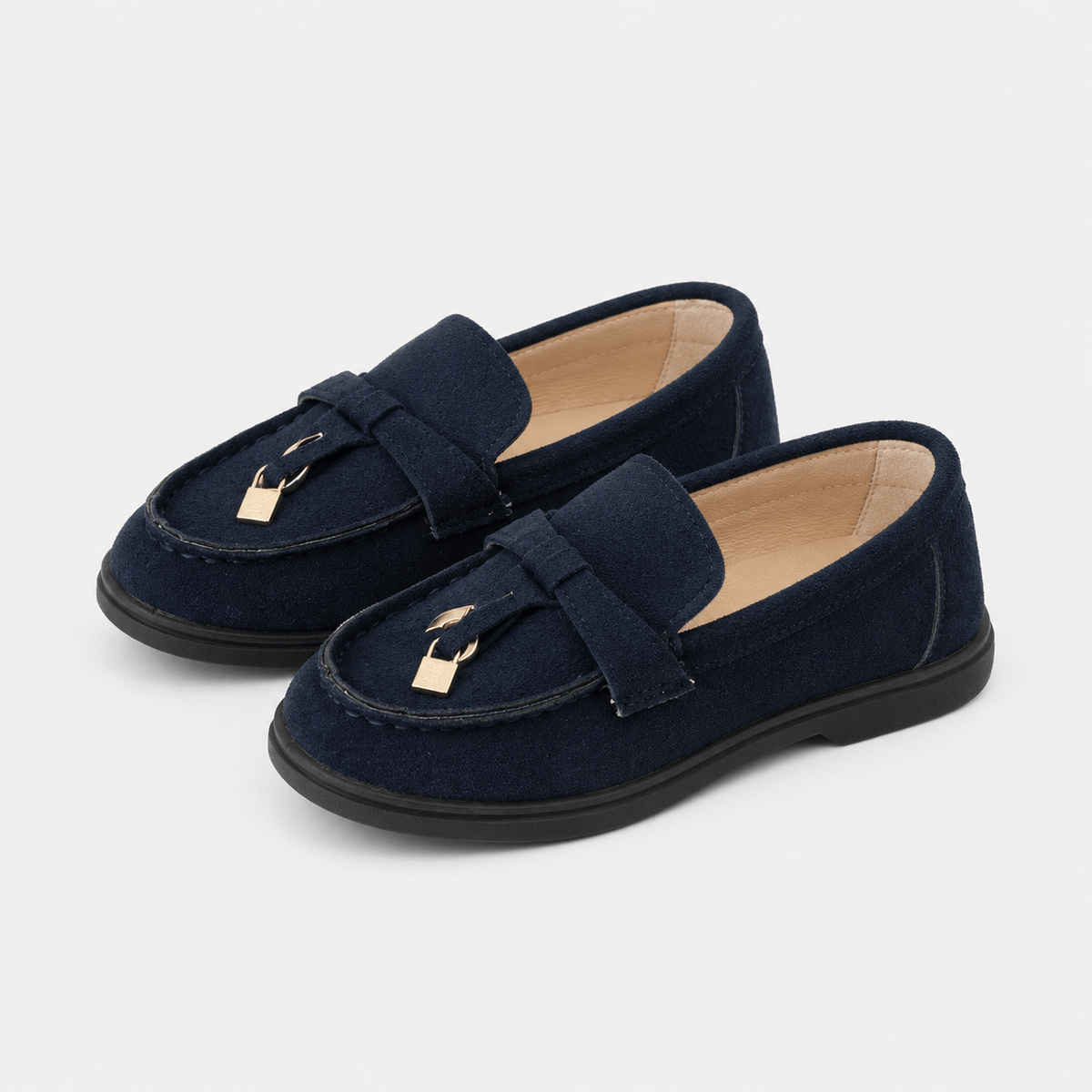 Ma boutique Kids Faux Leather Slip-On Loafers – Casual Flat Shoes for Boys & Girls in Beige