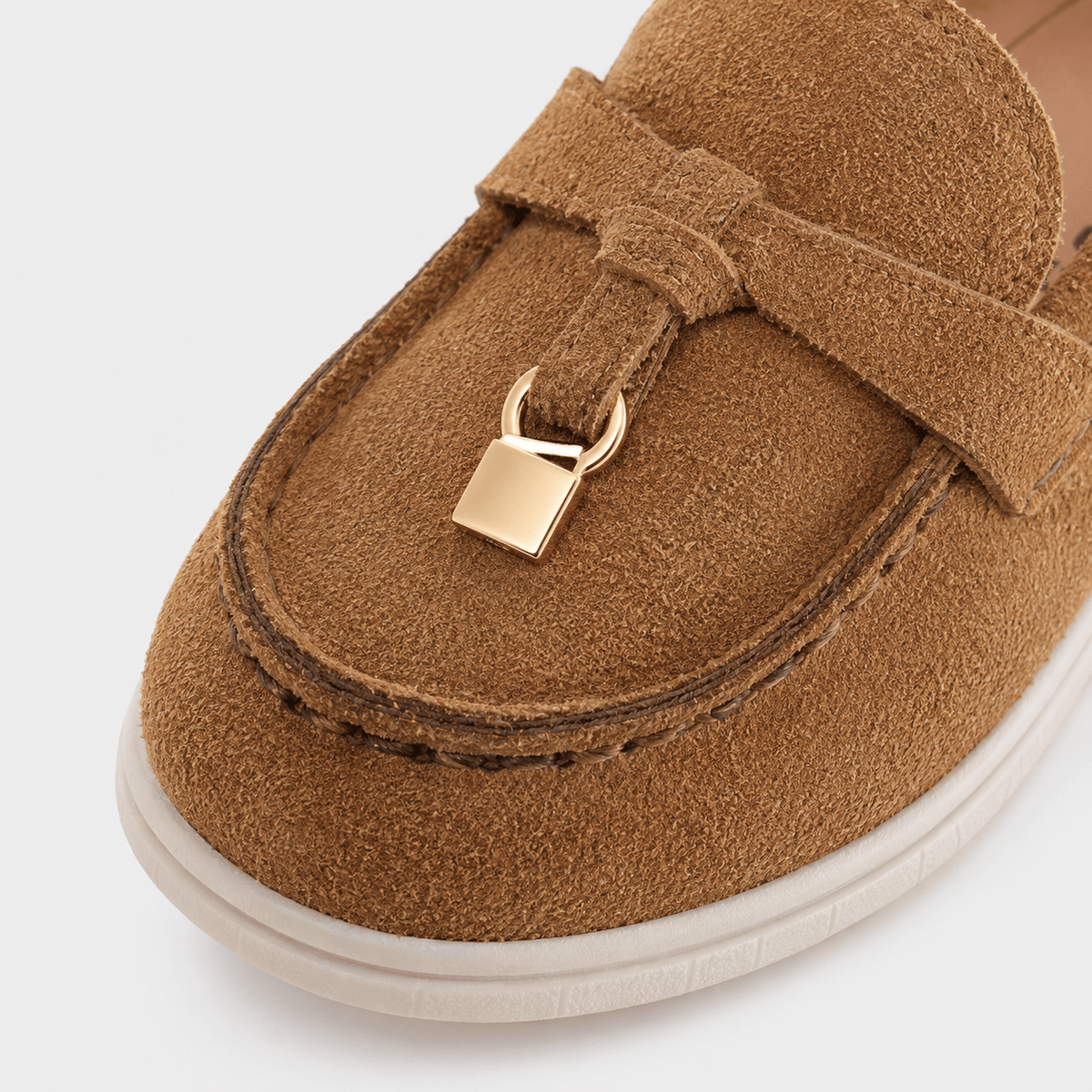 Ma boutique Kids Faux Leather Slip-On Loafers – Casual Flat Shoes for Boys & Girls in Beige