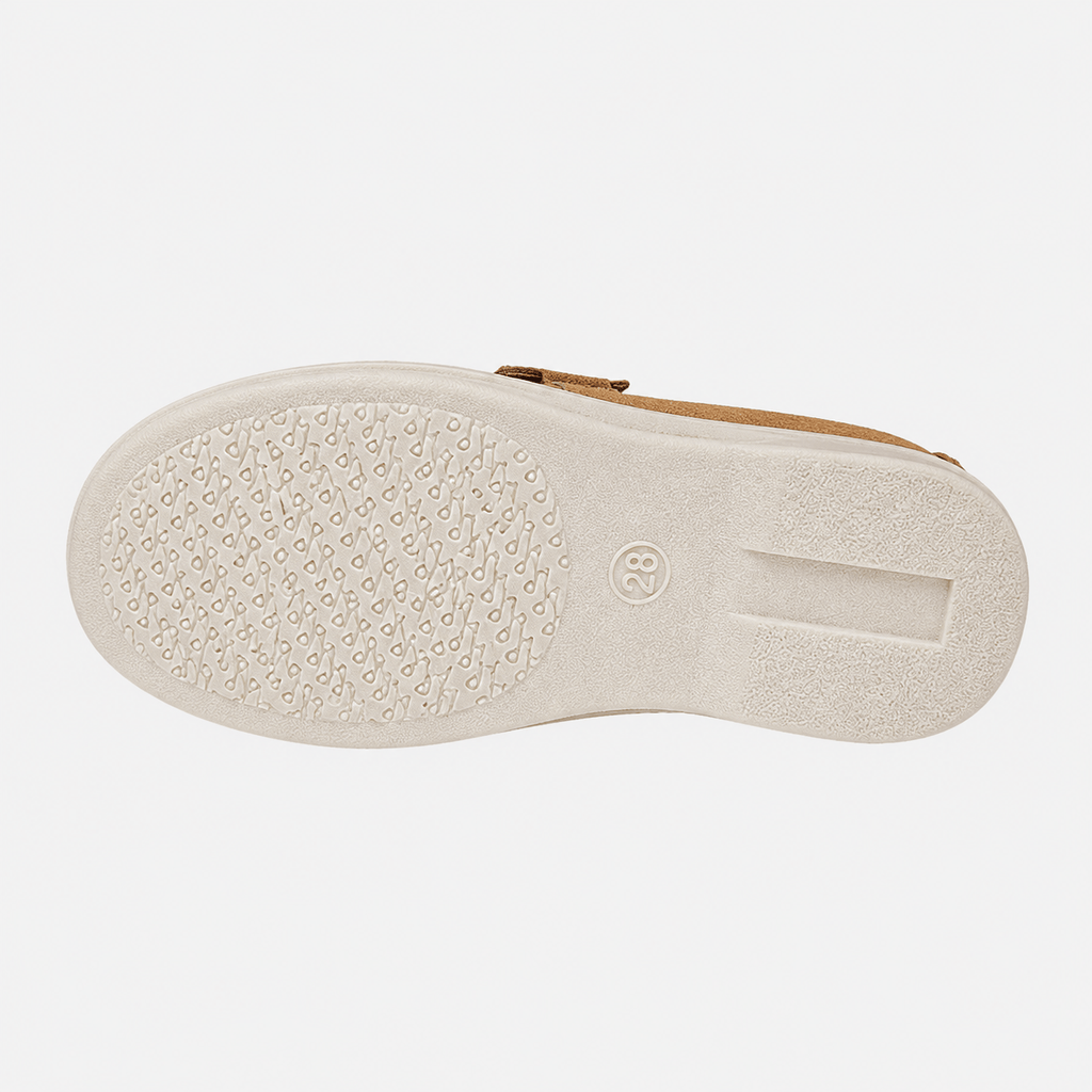 Ma boutique Kids Faux Leather Slip-On Loafers – Casual Flat Shoes for Boys & Girls in Beige