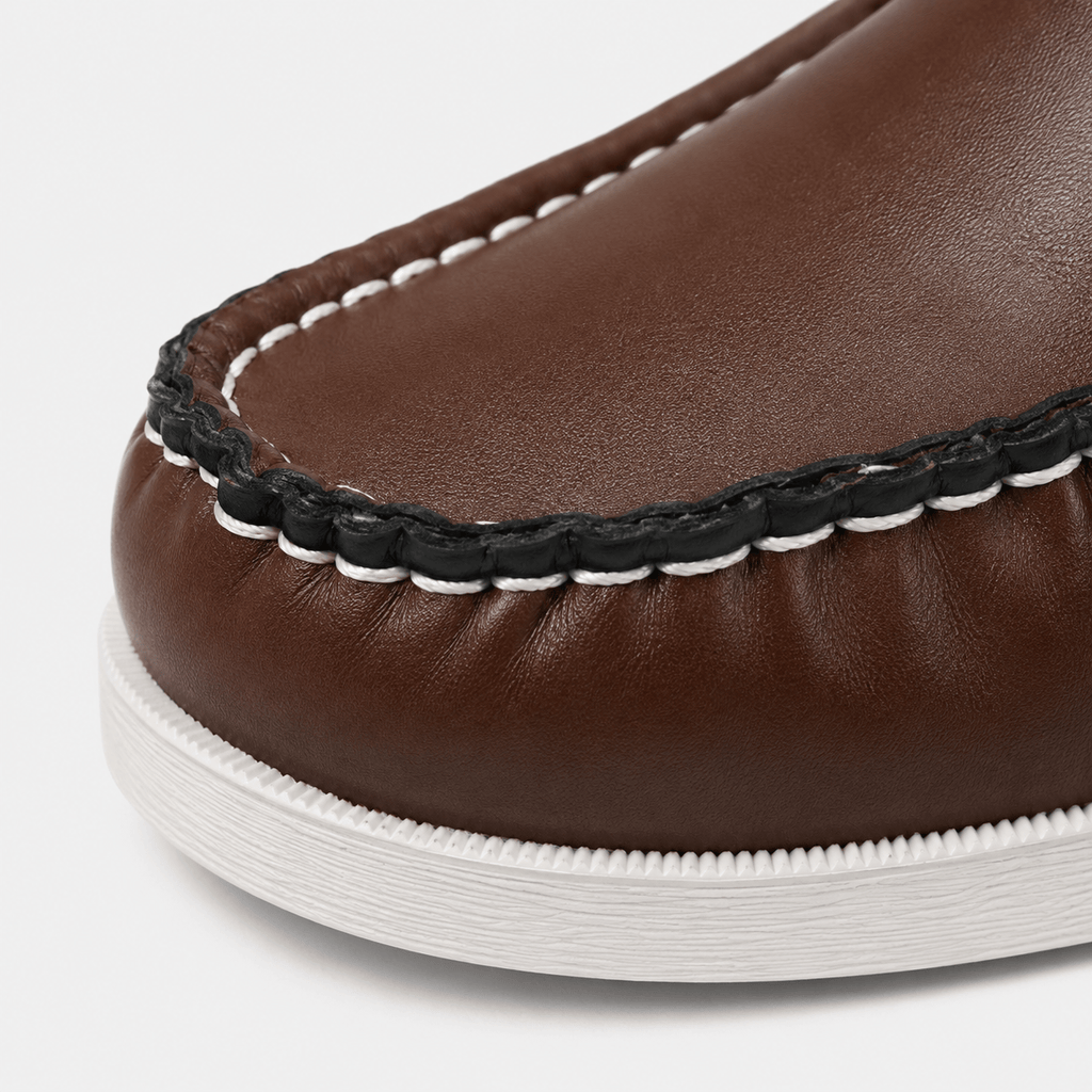 Ma boutique Men's Apron Toe Loafers – Brown Comfortable Slip-On Shoes for Walking & Travel
