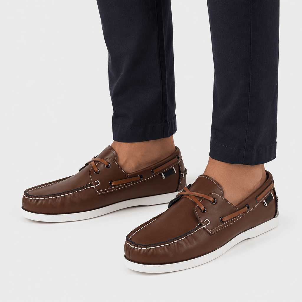 Ma boutique Men's Apron Toe Loafers – Brown Comfortable Slip-On Shoes for Walking & Travel