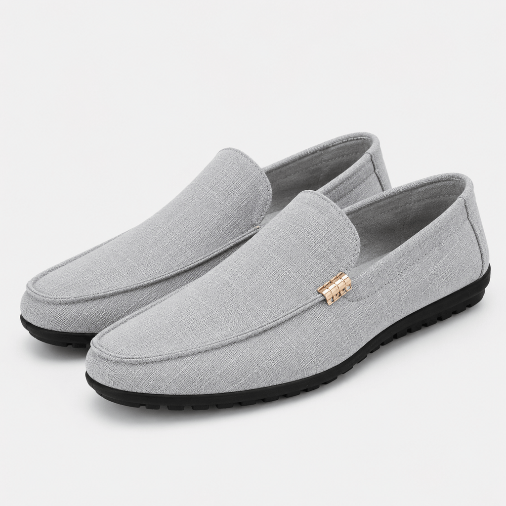 Ma boutique Men's Canvas Slip-On Loafers – Black Smart Casual Dress & Wedding Flat Shoes