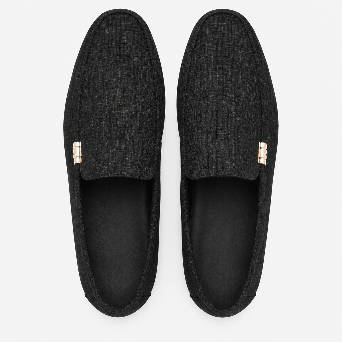 Ma boutique Men's Canvas Slip-On Loafers – Black Smart Casual Dress & Wedding Flat Shoes