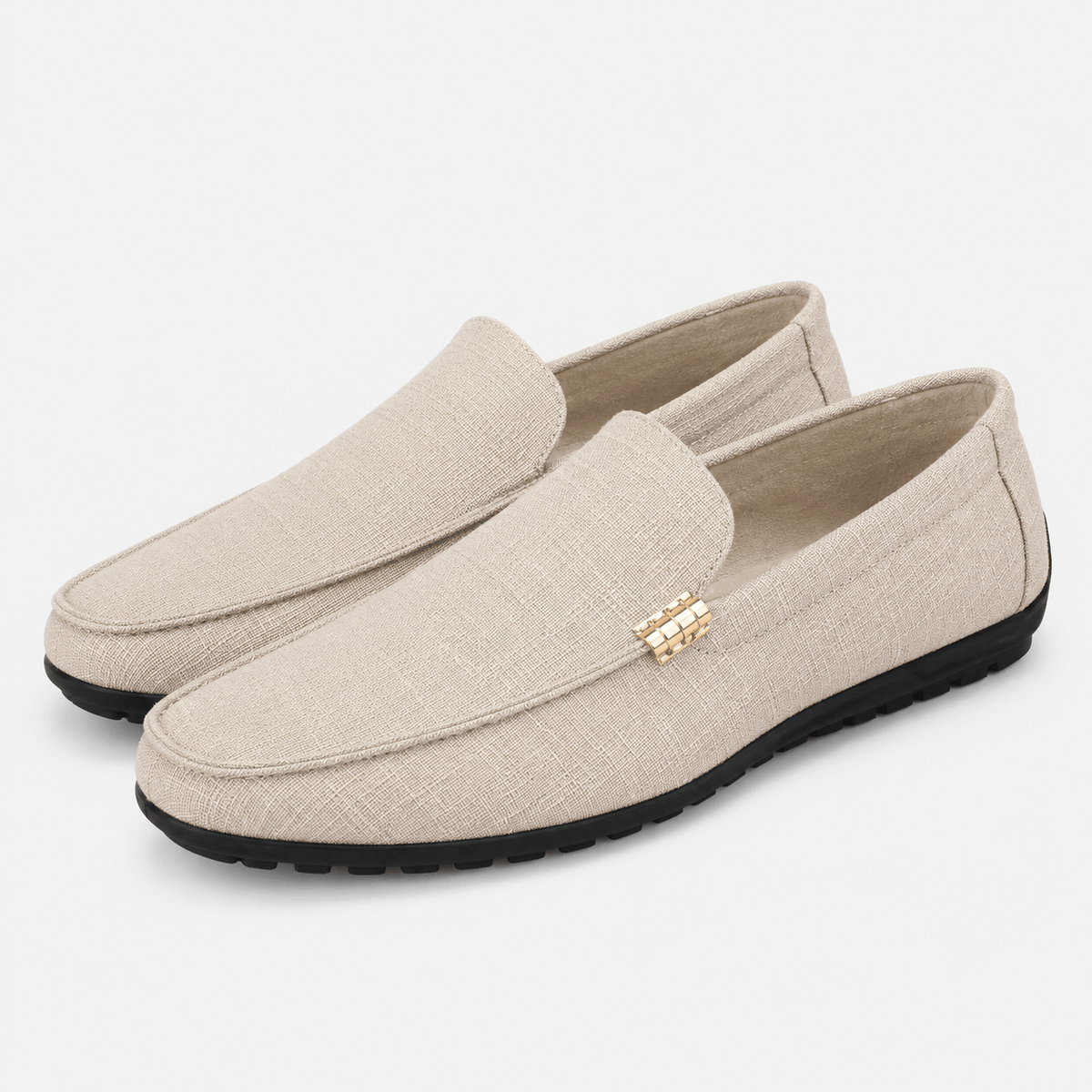 Ma boutique Men's Canvas Slip-On Loafers – Black Smart Casual Dress & Wedding Flat Shoes