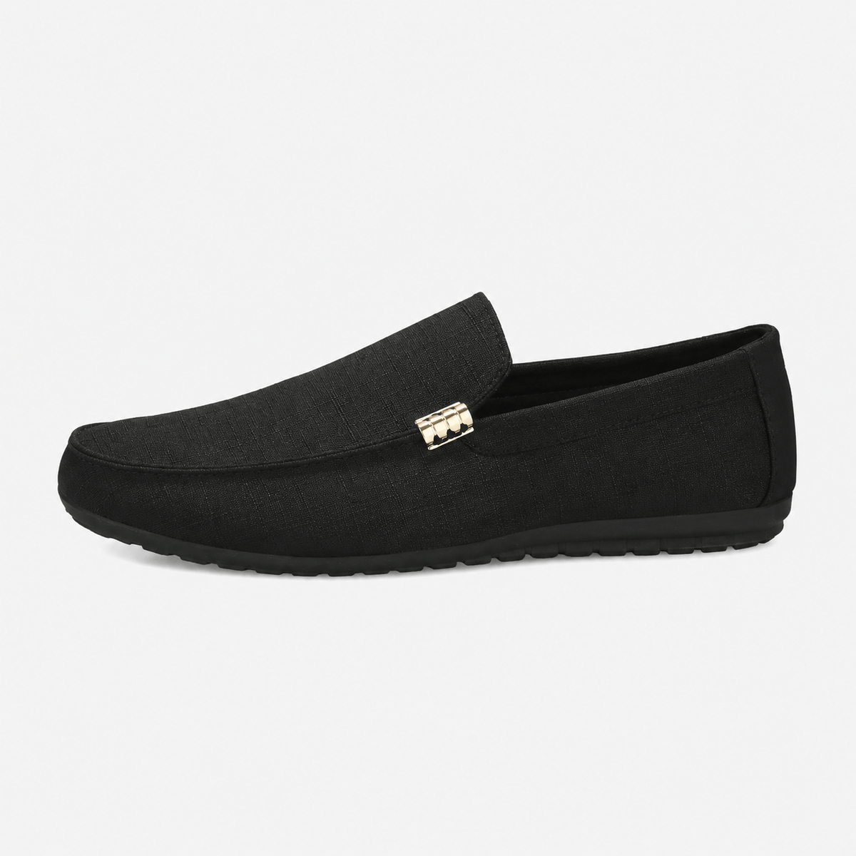 Ma boutique Men's Canvas Slip-On Loafers – Black Smart Casual Dress & Wedding Flat Shoes